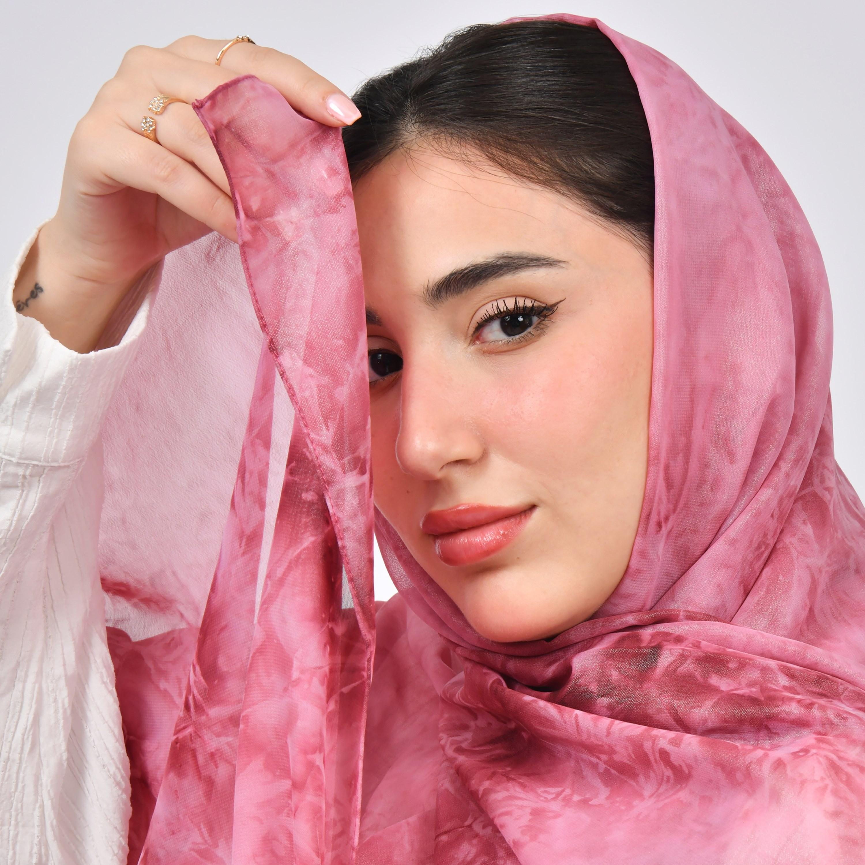 Hawraa Pink Tie & Dye Ombre Women's Veil-women-arabicclothing-headscarf-hijab-image-2