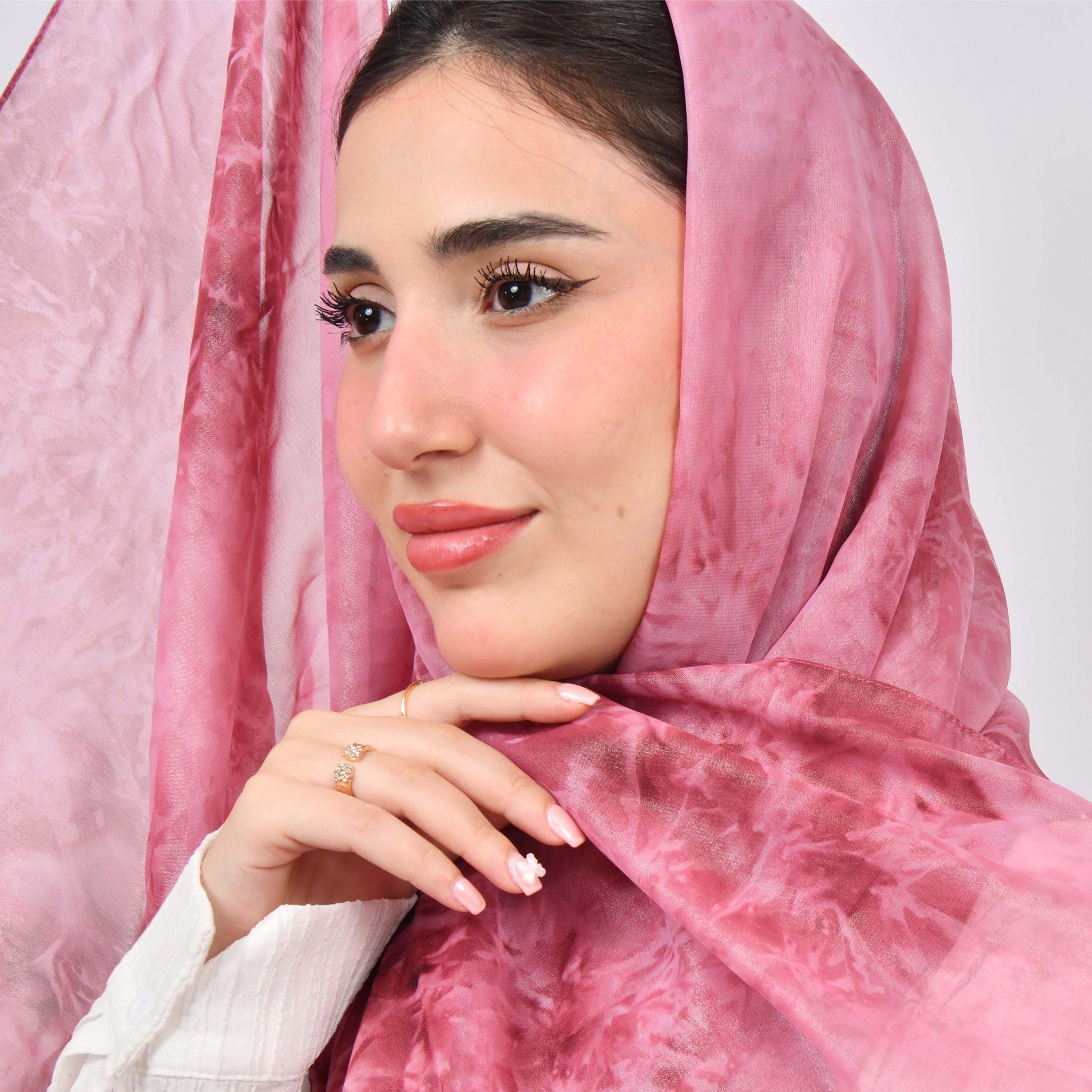 Hawraa Pink Tie & Dye Ombre Women's Veil-women-arabicclothing-headscarf-hijab-image-3