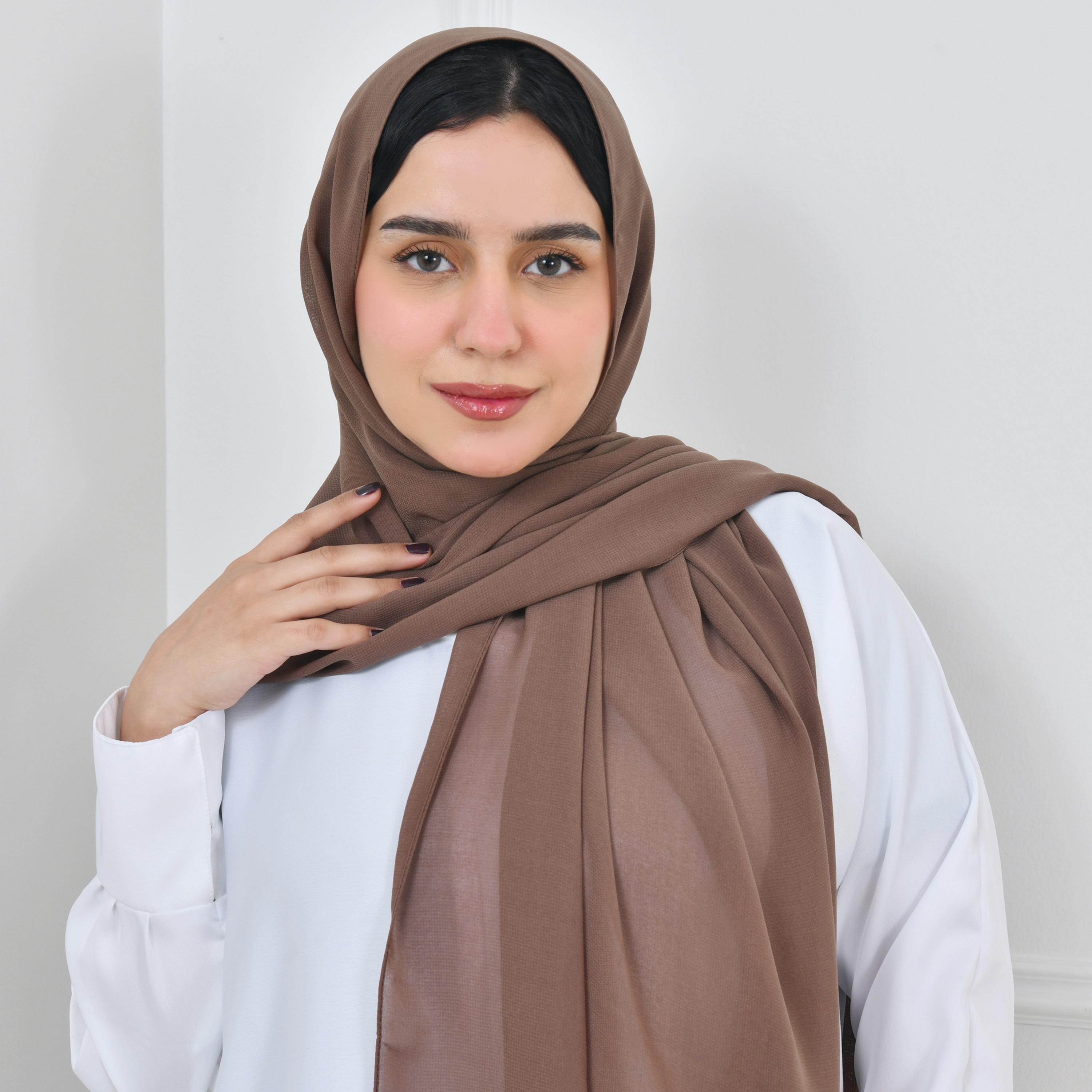 Hawraa Brown Silk Women Hijab-women-arabicclothing-headscarf-hijab-image-1