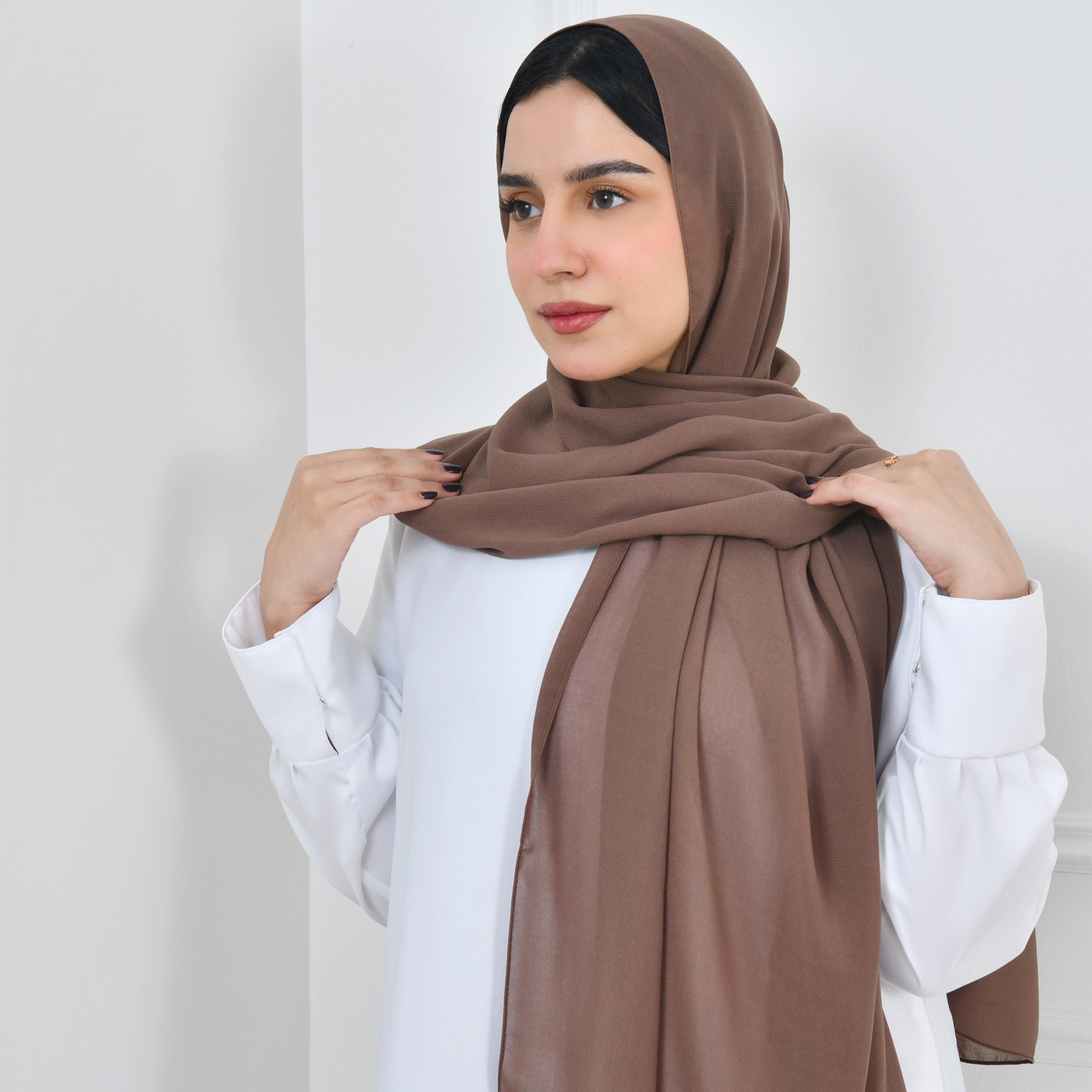 Hawraa Brown Silk Women Hijab-women-arabicclothing-headscarf-hijab-image-2