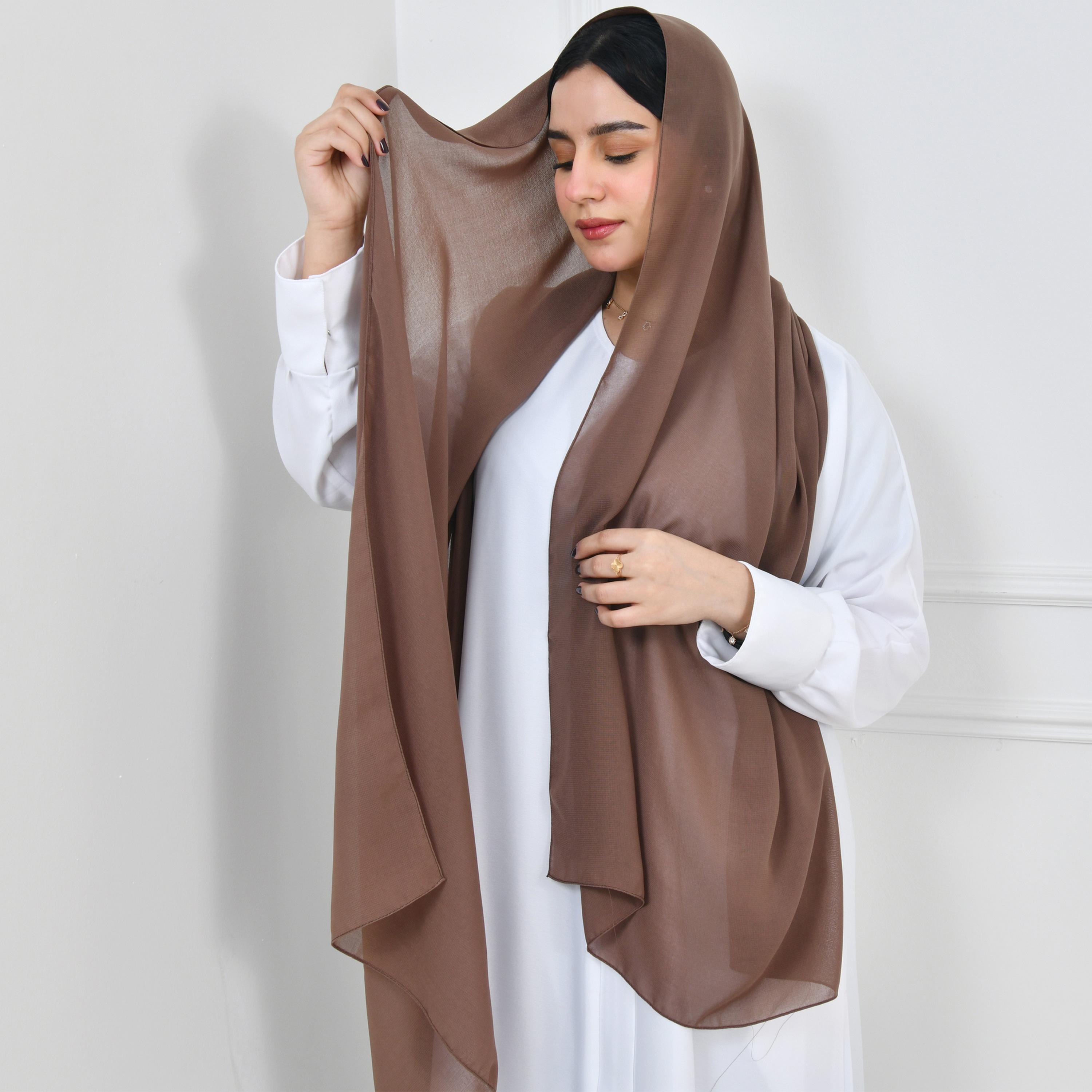 Hawraa Brown Silk Women Hijab-women-arabicclothing-headscarf-hijab-image-3