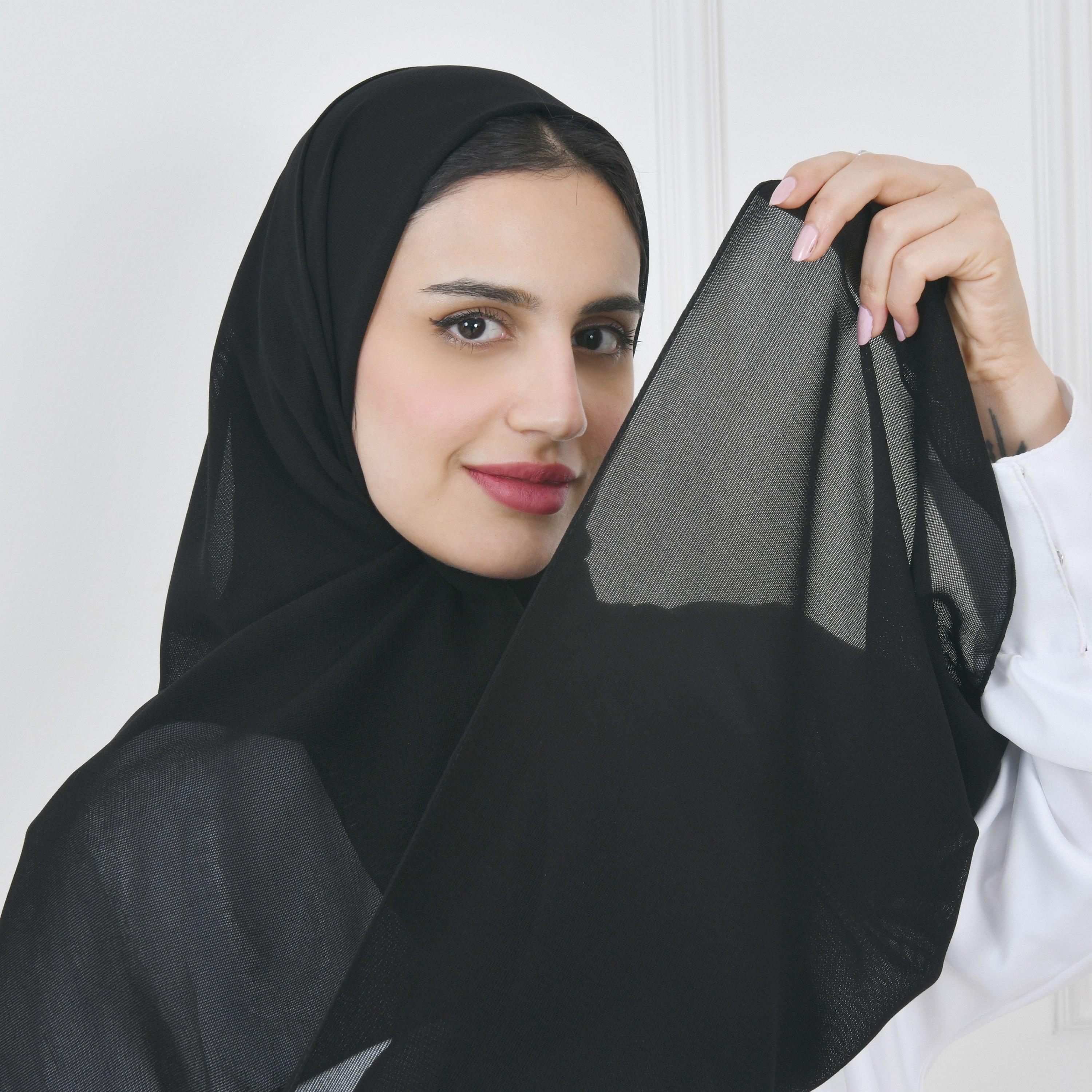 Hawraa Black Gauze Women Hijab-women-arabicclothing-headscarf-hijab-image-1