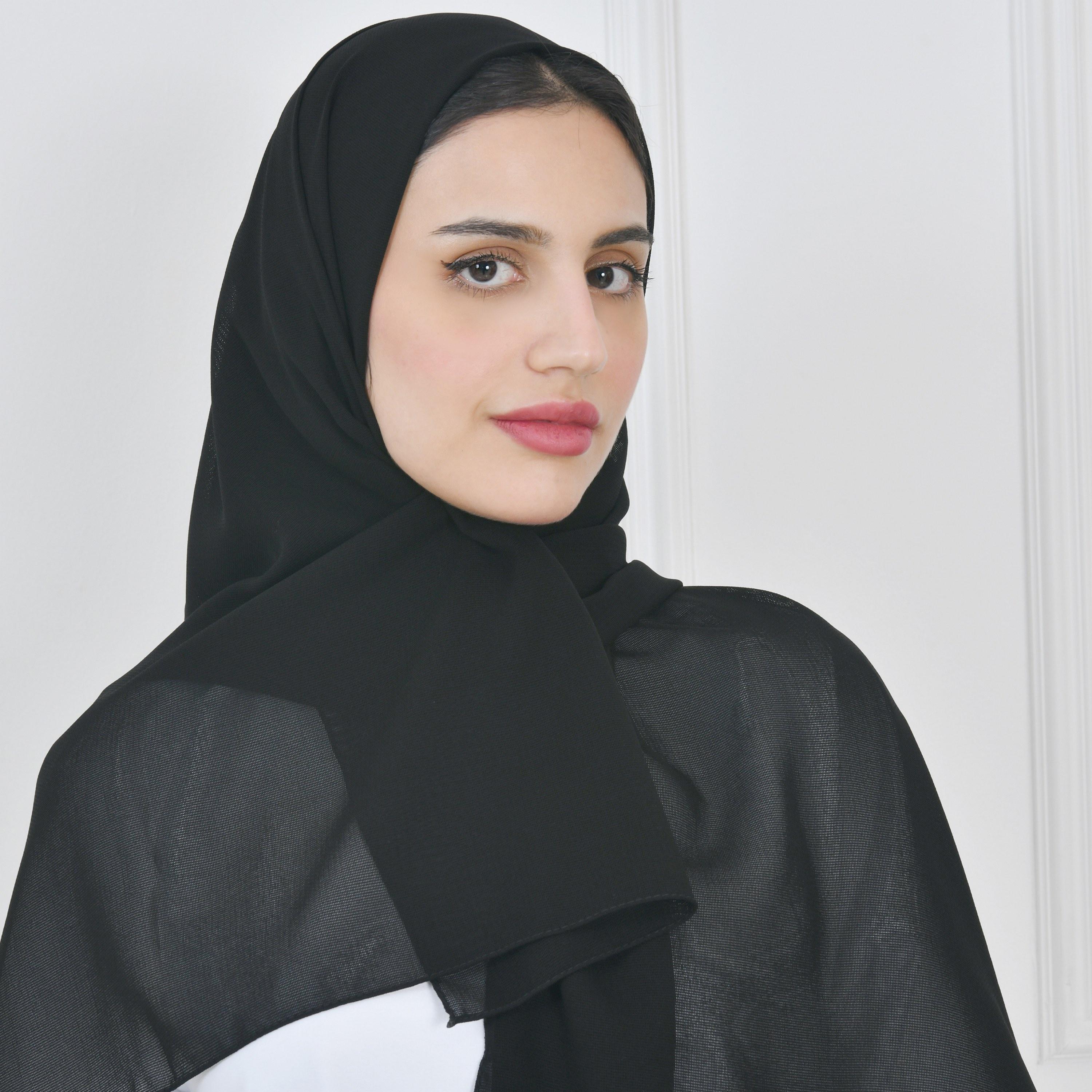 Hawraa Black Gauze Women Hijab-women-arabicclothing-headscarf-hijab-image-2