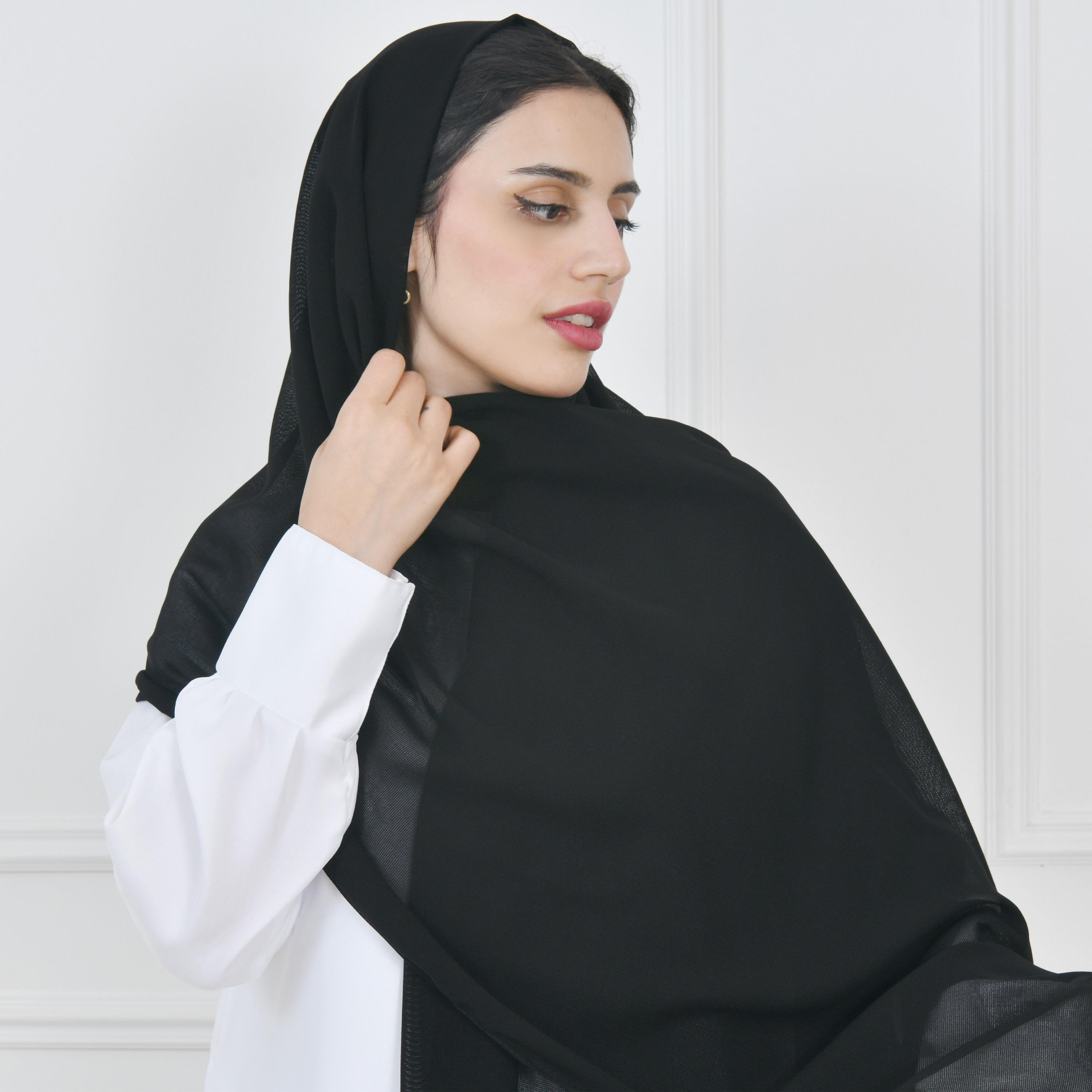 Hawraa Black Gauze Women Hijab-women-arabicclothing-headscarf-hijab-image-3