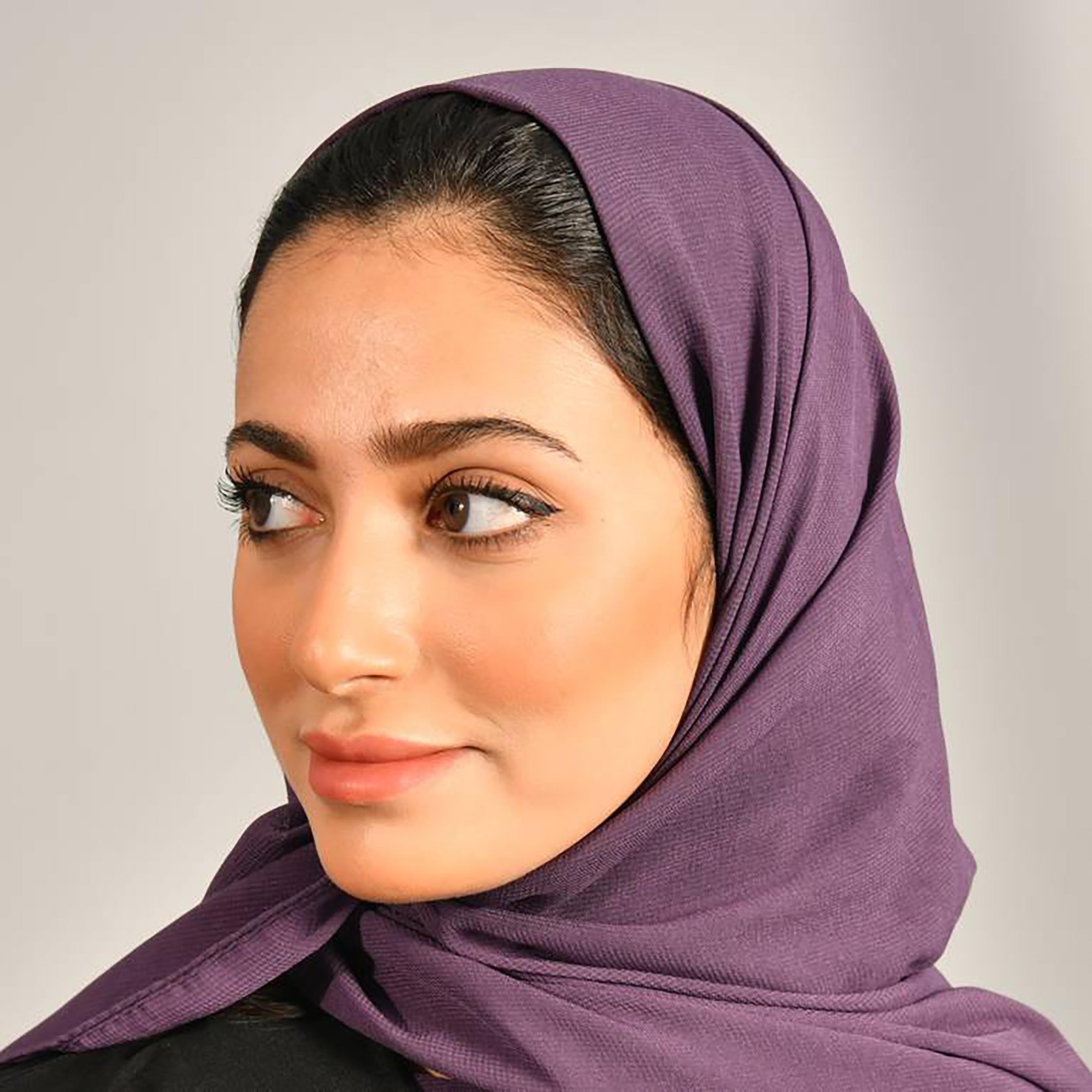Hawraa Purple Plain Satin Hijab-women-arabicclothing-headscarf-hijab-image-3