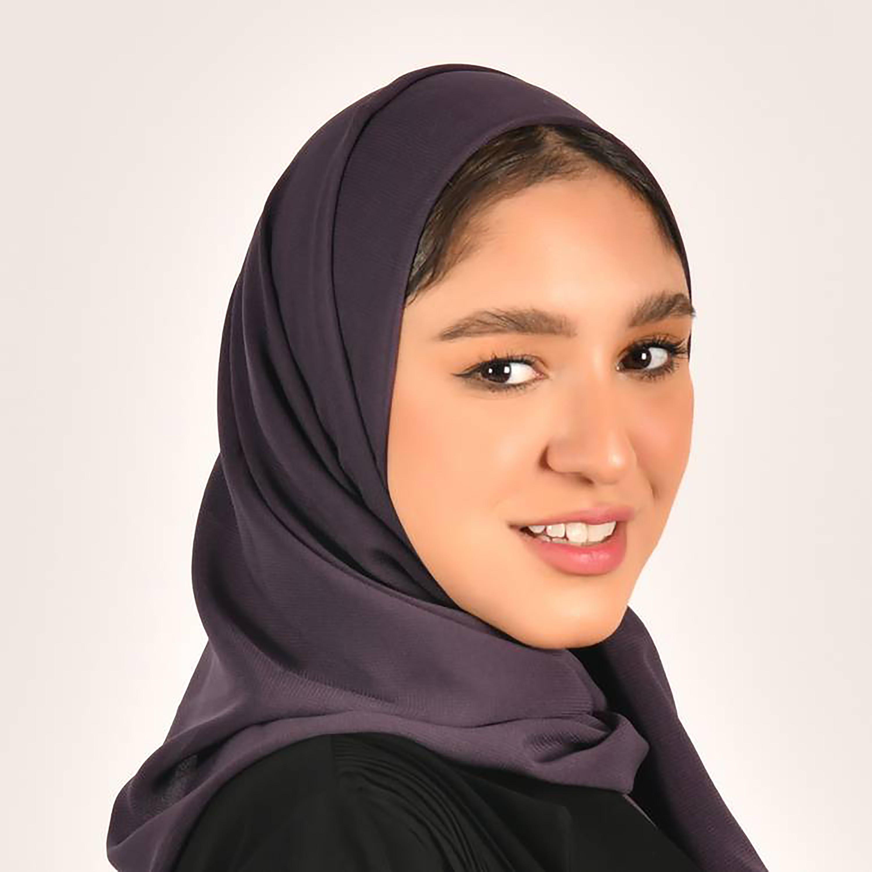 Hawraa Purple Plain Satin Hijab-women-arabicclothing-headscarf-hijab-image-2