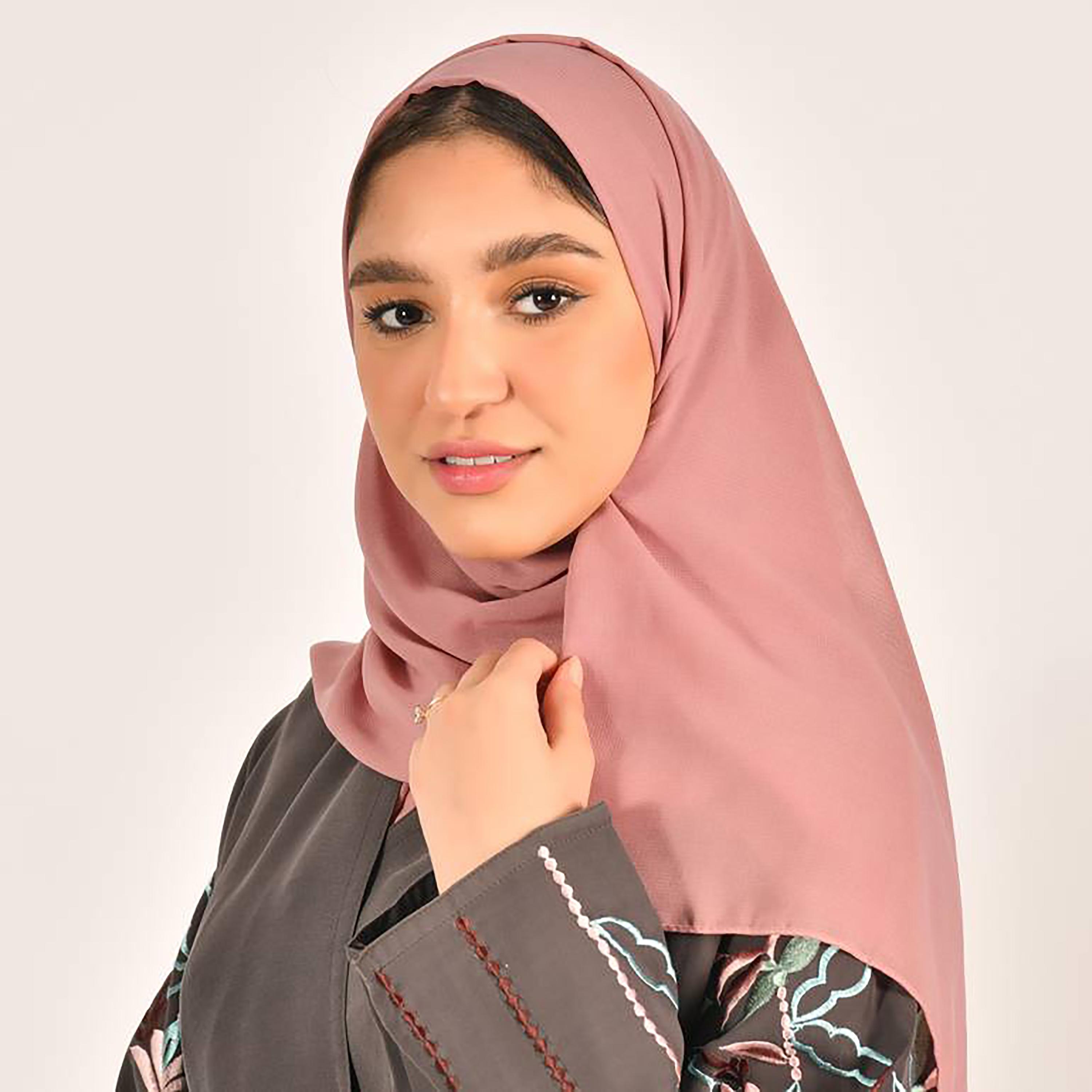 Hawraa Pink Plain Satin Hijab-women-arabicclothing-headscarf-hijab-image-3