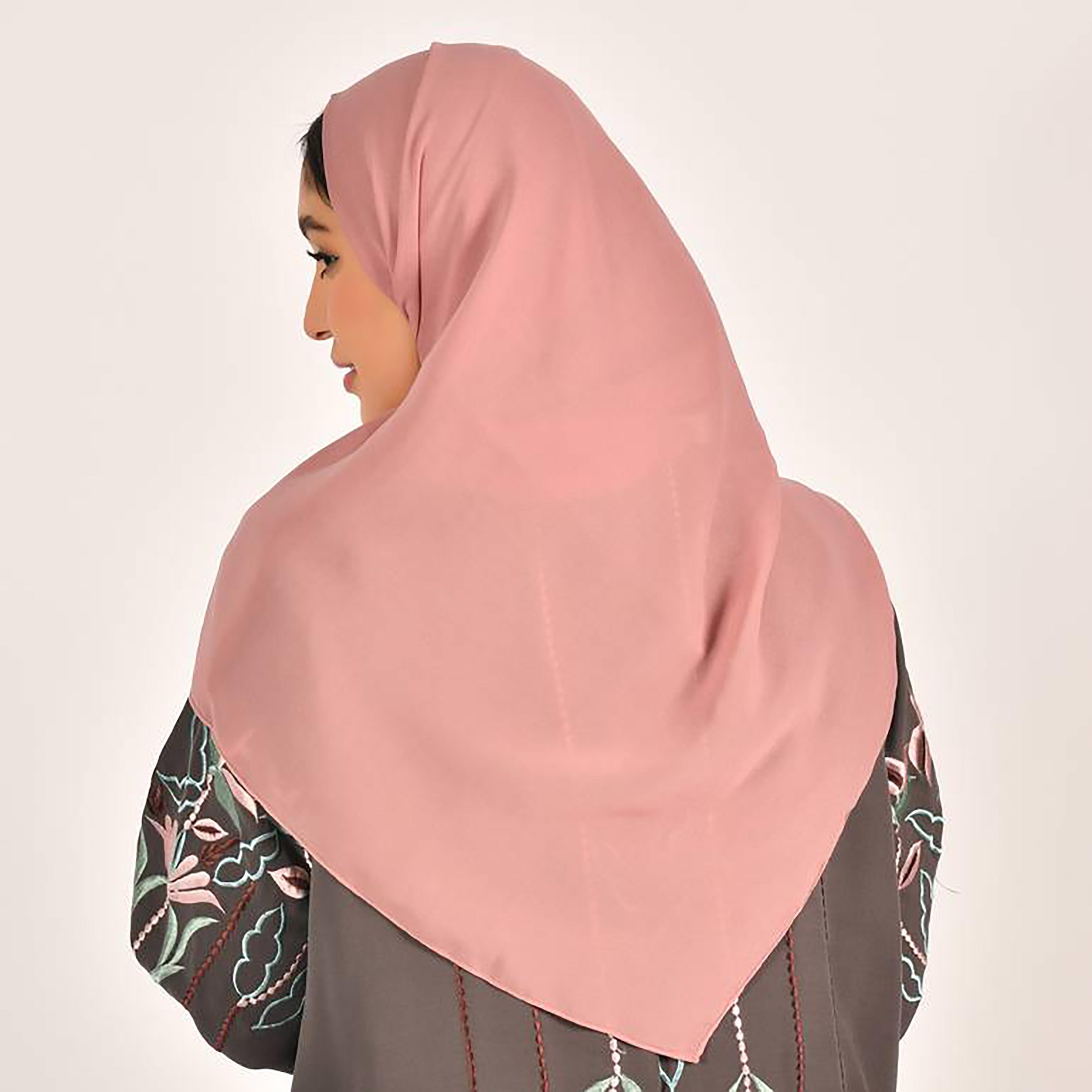 Hawraa Pink Plain Satin Hijab-women-arabicclothing-headscarf-hijab-image-2