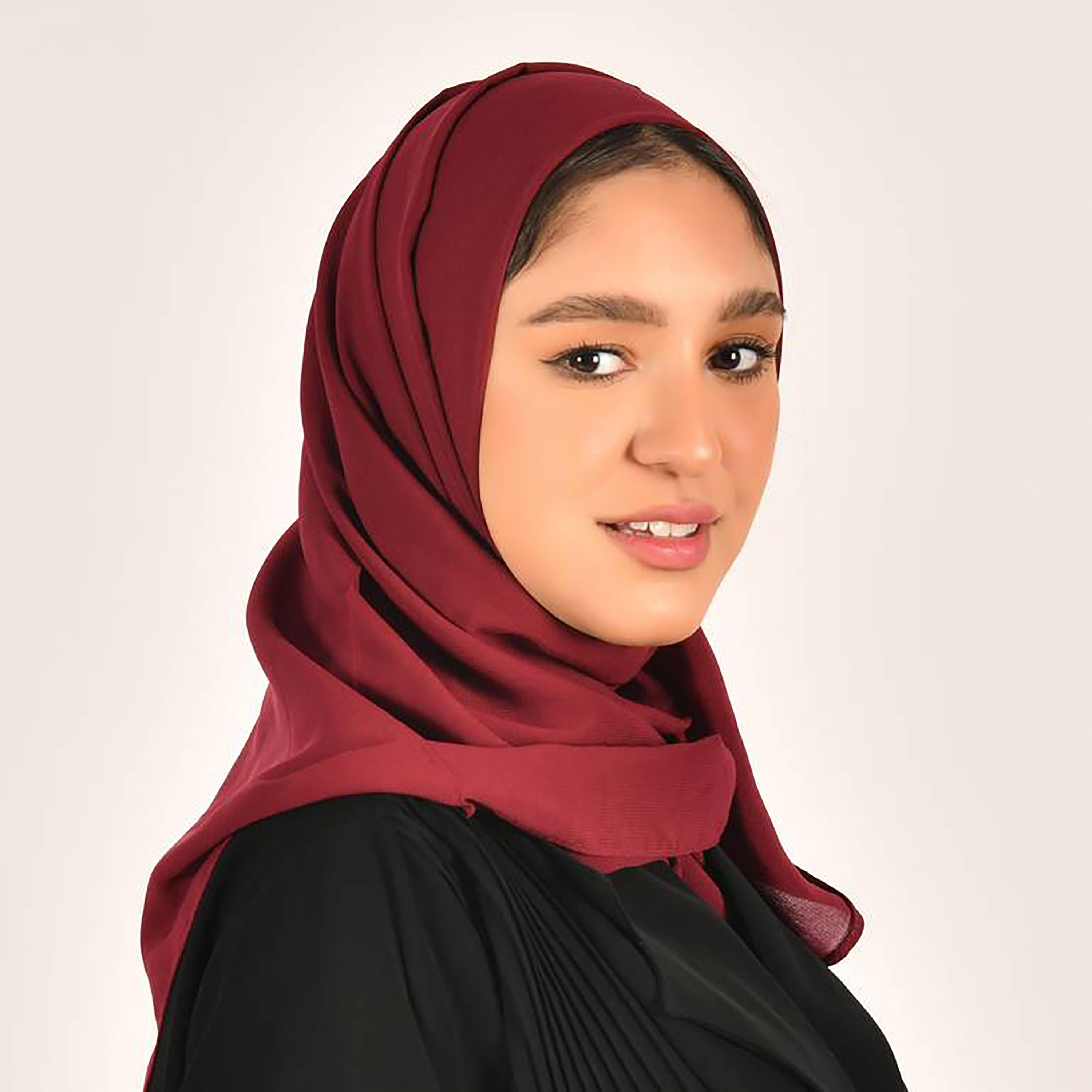 Hawraa Maroon Plain Satin Hijab-women-arabicclothing-headscarf-hijab-image-2