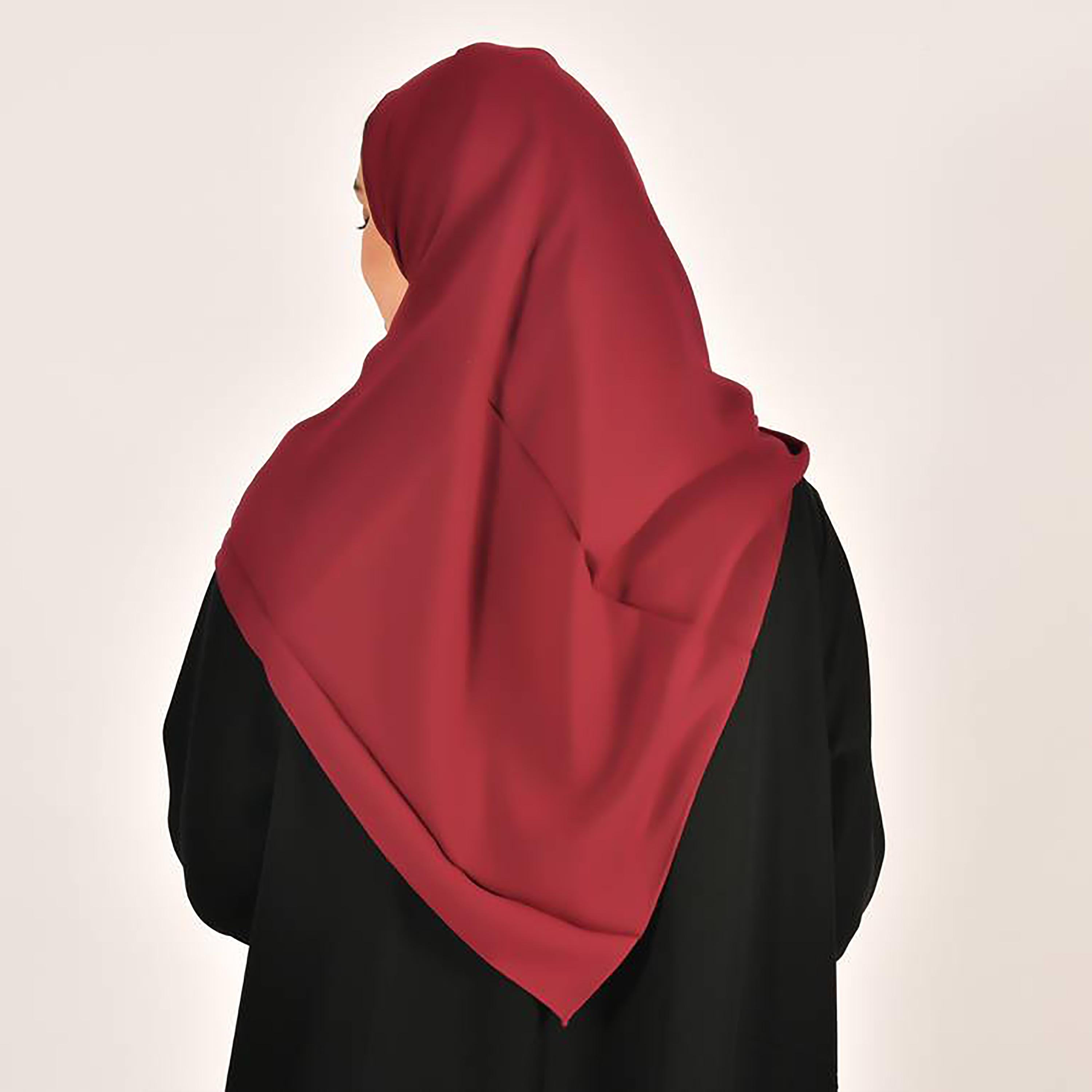 Hawraa Maroon Plain Satin Hijab-women-arabicclothing-headscarf-hijab-image-3