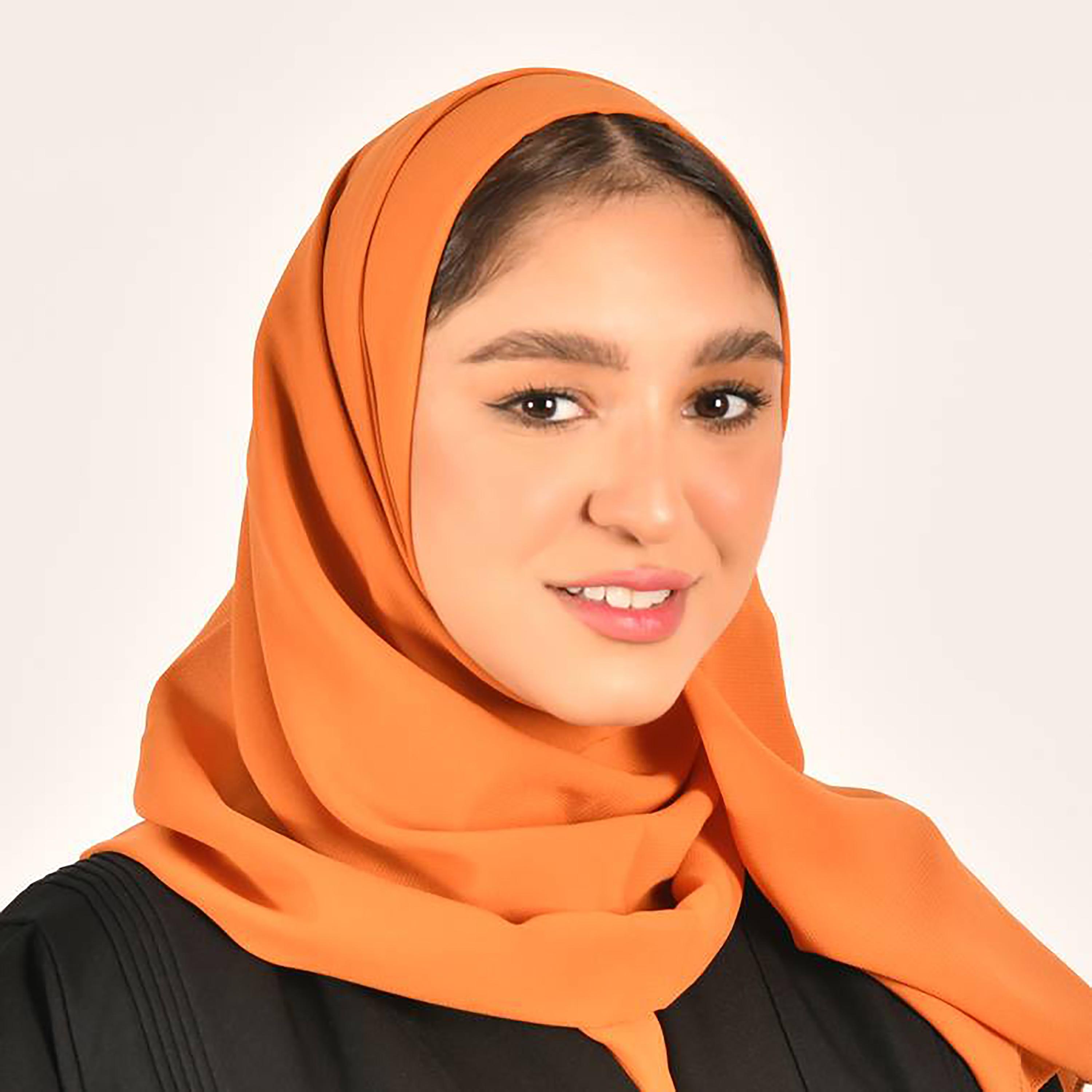 Hawraa Orange Plain Satin Hijab-women-arabicclothing-headscarf-hijab-image-1