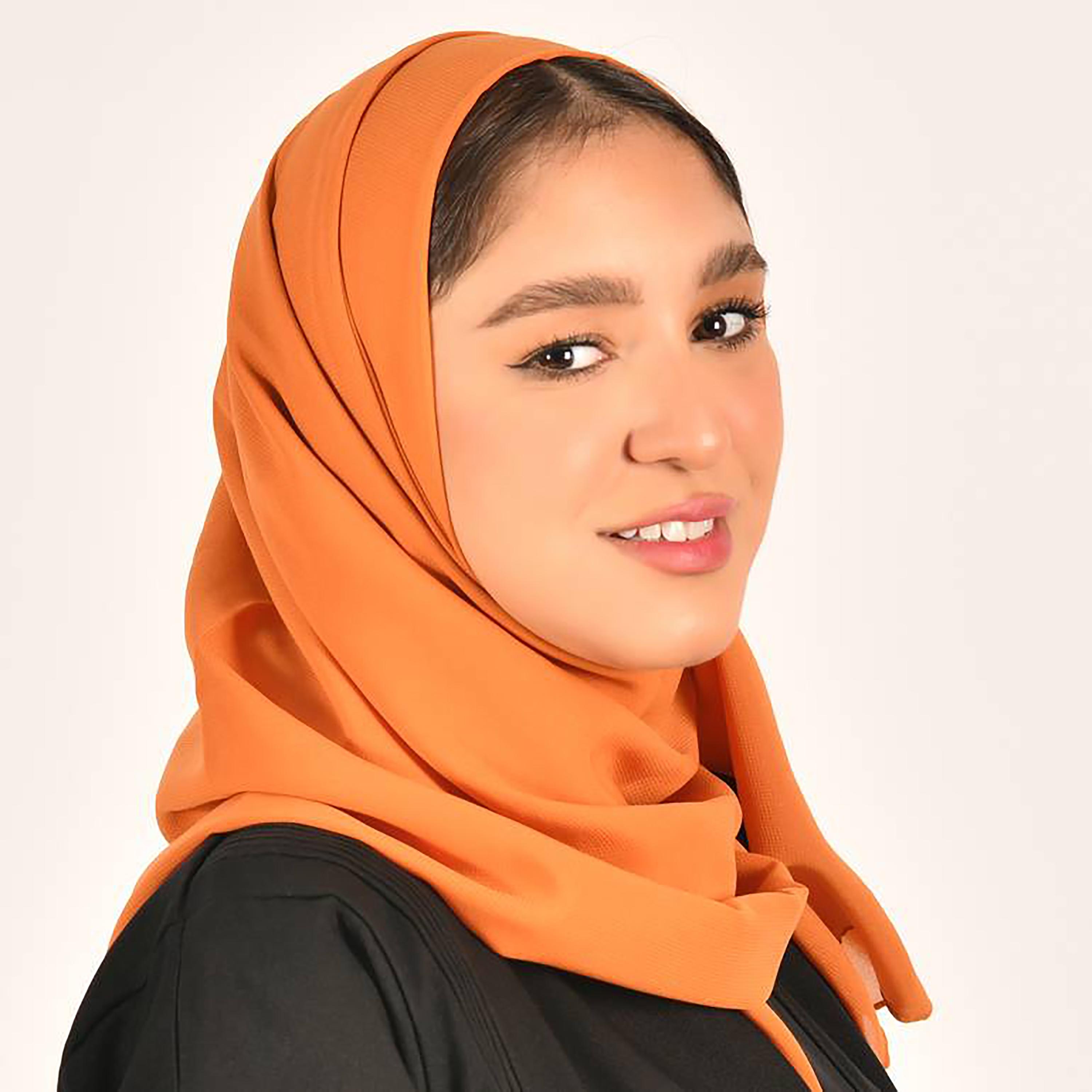 Hawraa Orange Plain Satin Hijab-women-arabicclothing-headscarf-hijab-image-2