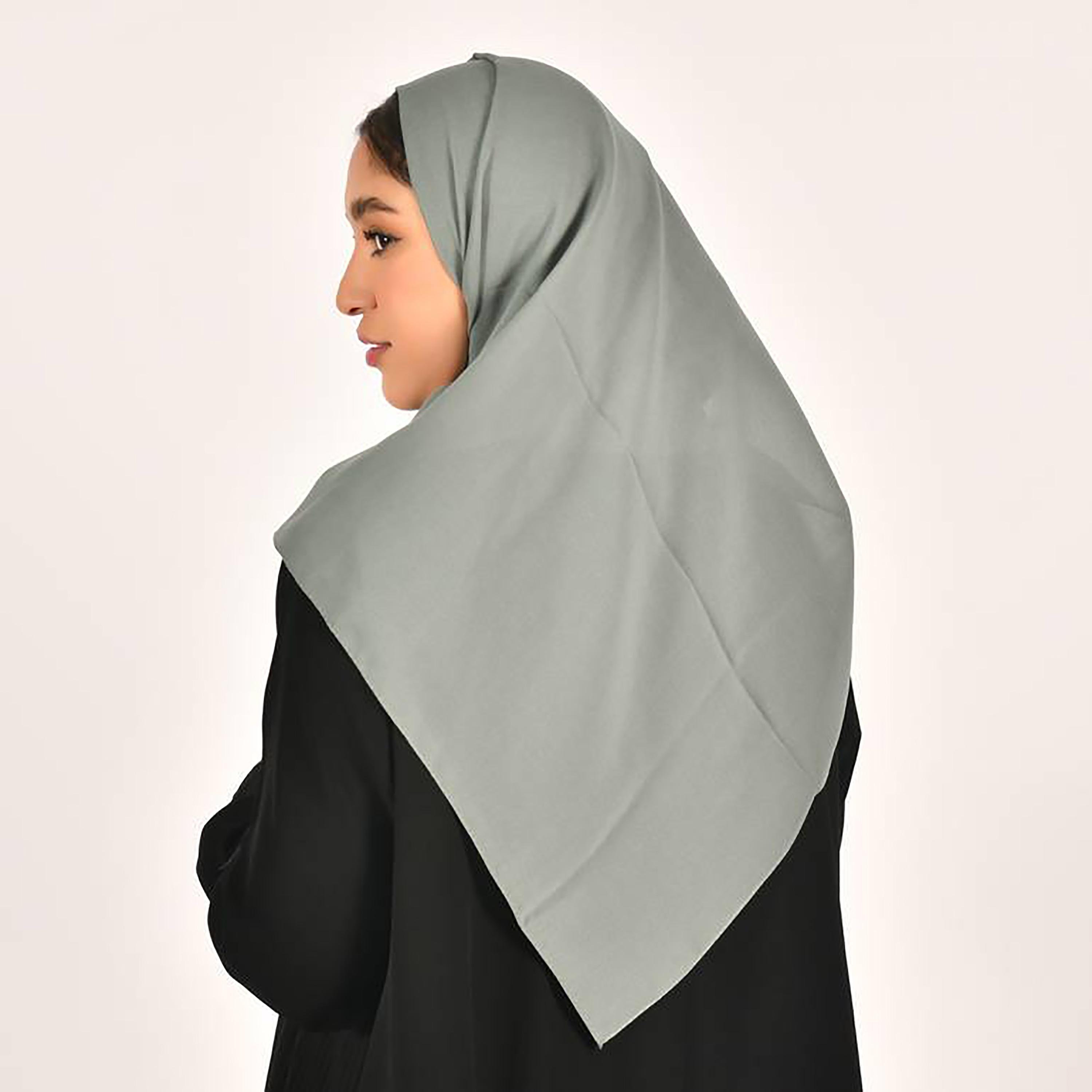 Hawraa Olive Plain Satin Hijab-women-arabicclothing-headscarf-hijab-image-4