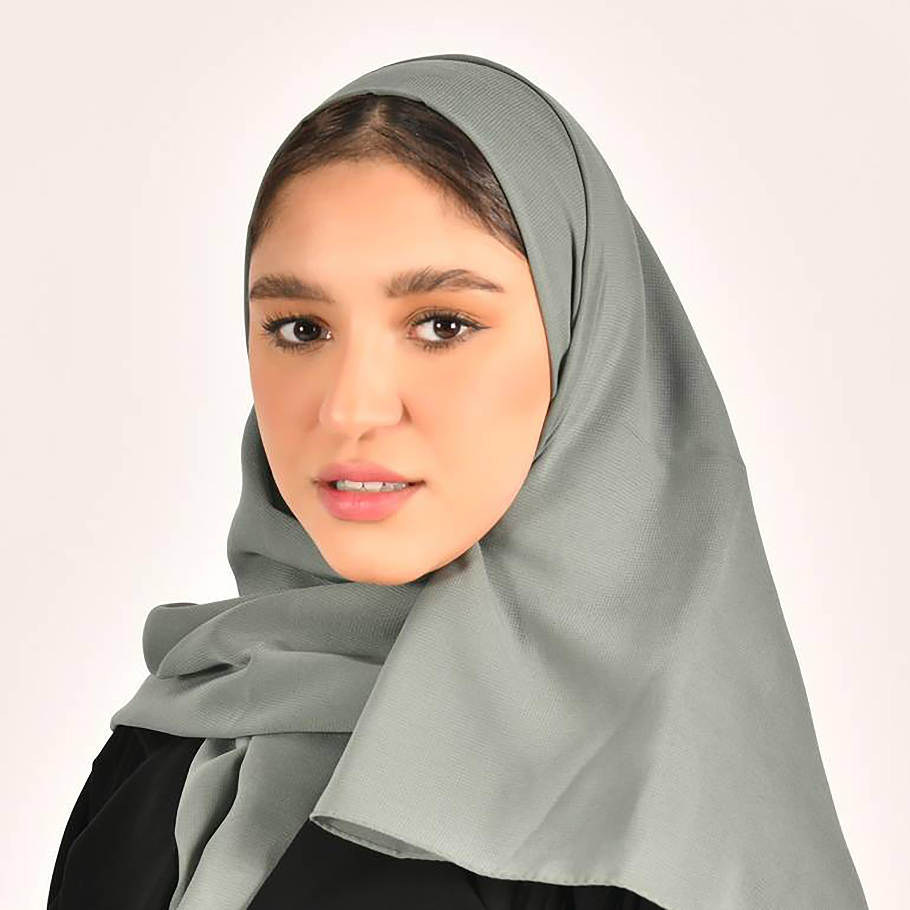 Hawraa Olive Plain Satin Hijab-women-arabicclothing-headscarf-hijab-image-2