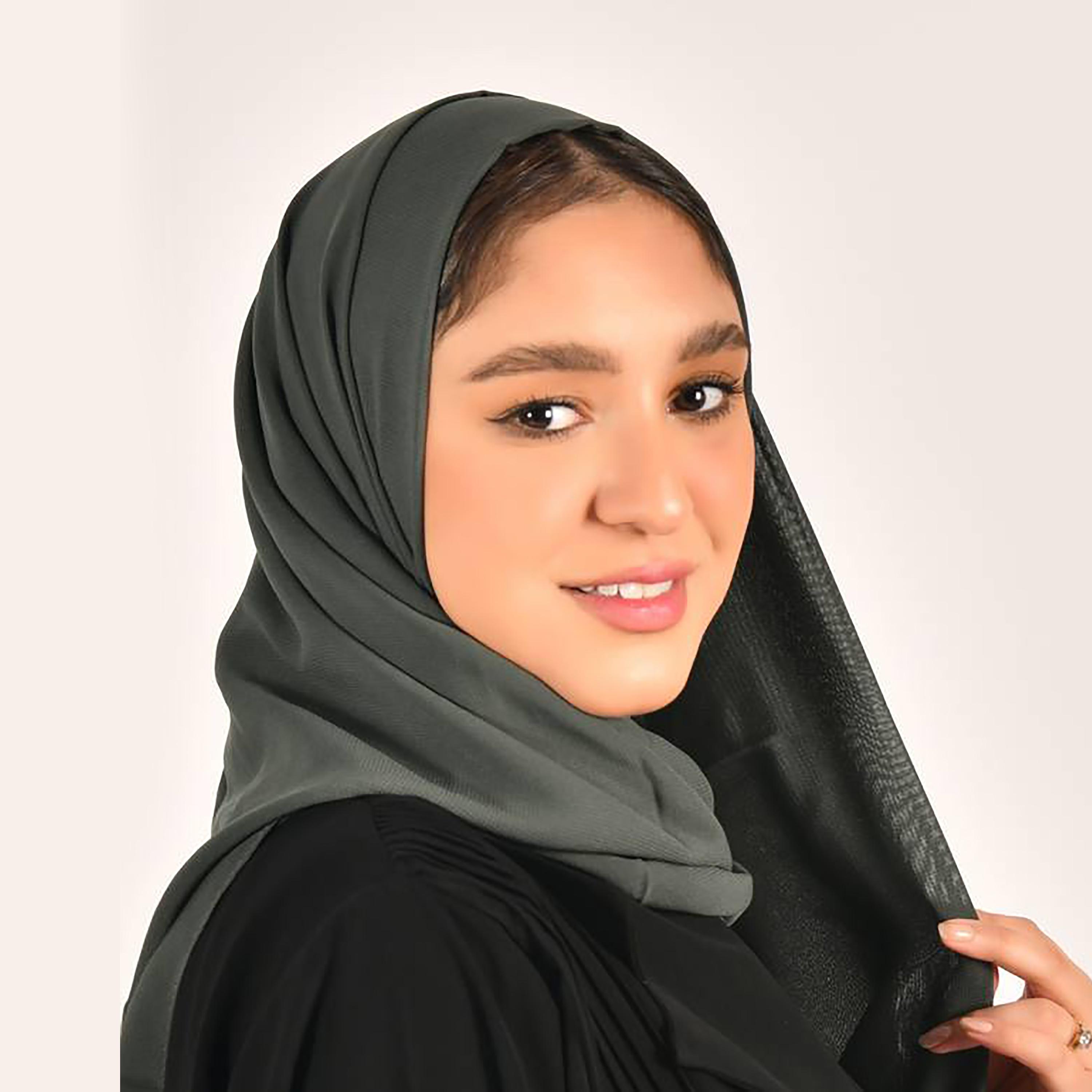 Hawraa Green Plain Satin Hijab-women-arabicclothing-headscarf-hijab-image-3