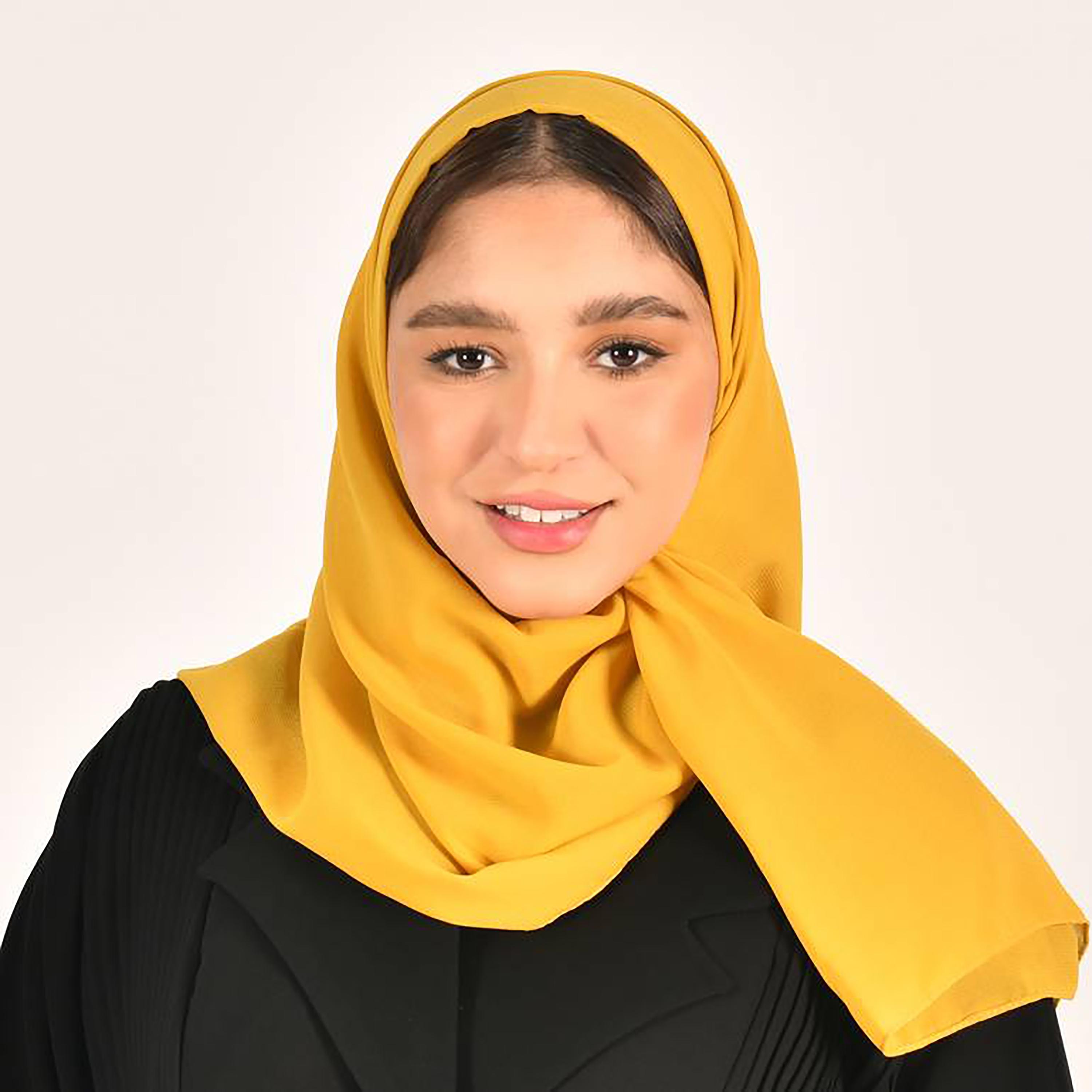 Hawraa Yellow Plain Satin Hijab-women-arabicclothing-headscarf-hijab-image-1