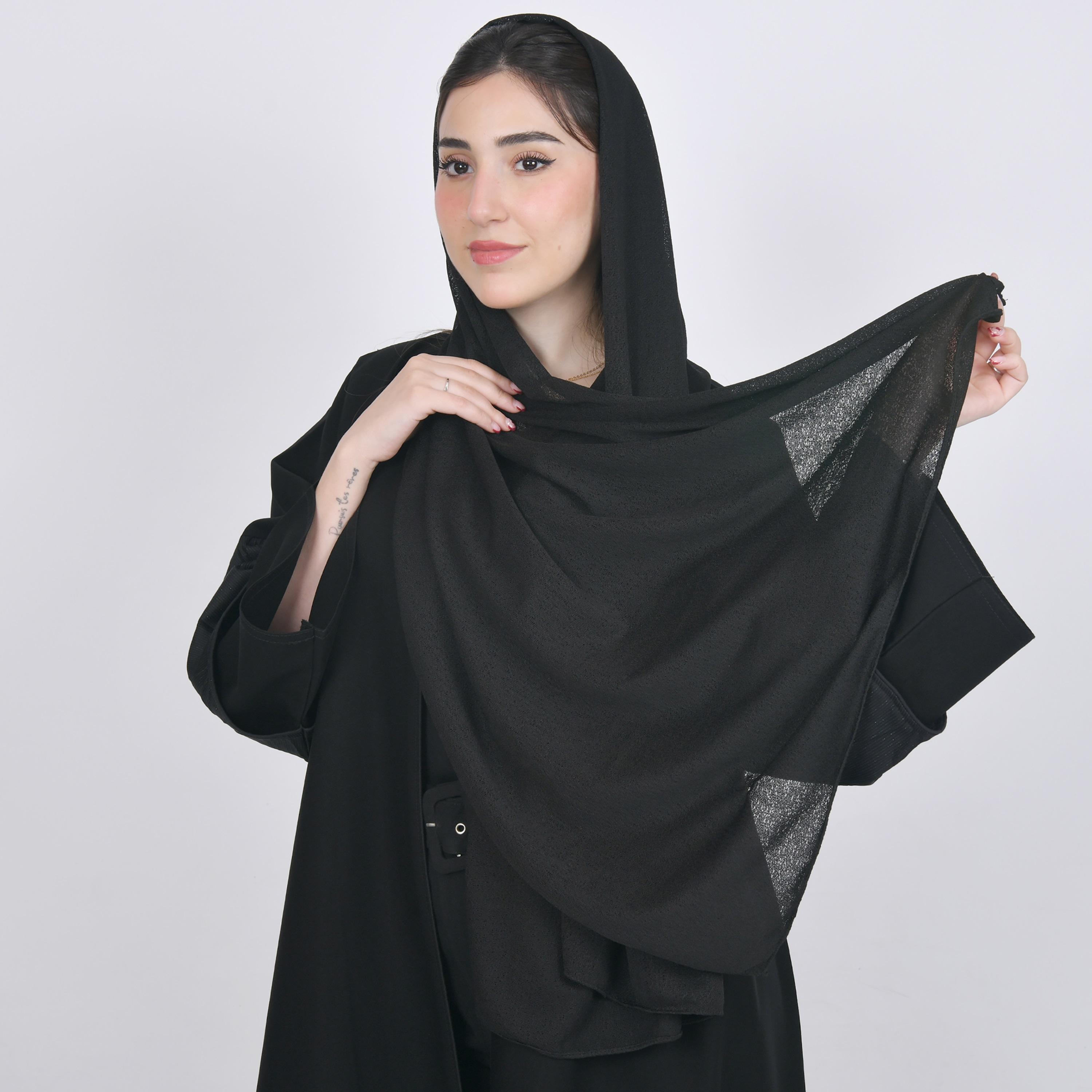 Hawraa Black Linen Women's Hijab-women-arabicclothing-headscarf-hijab-image-1