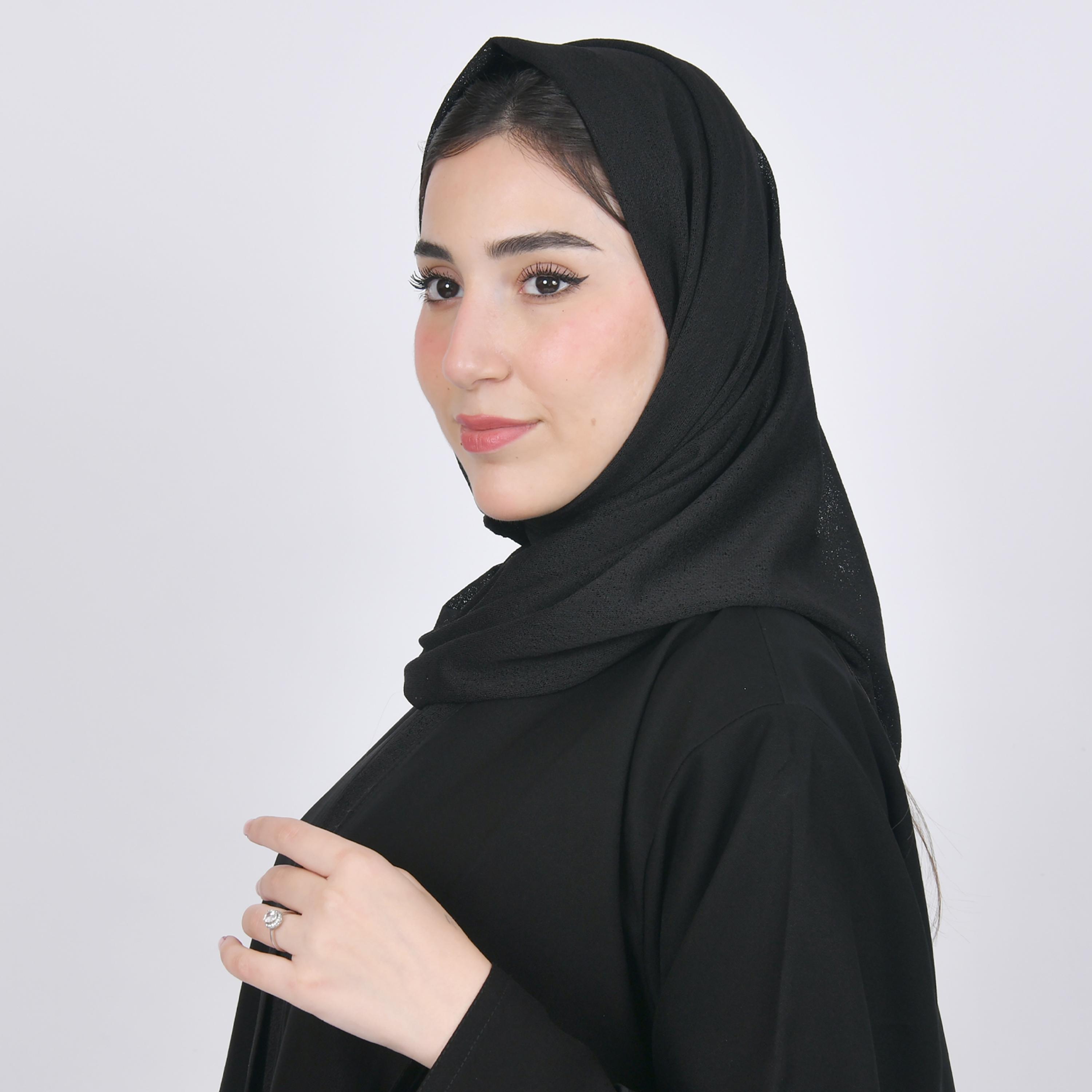 Hawraa Black Linen Women's Hijab-women-arabicclothing-headscarf-hijab-image-2