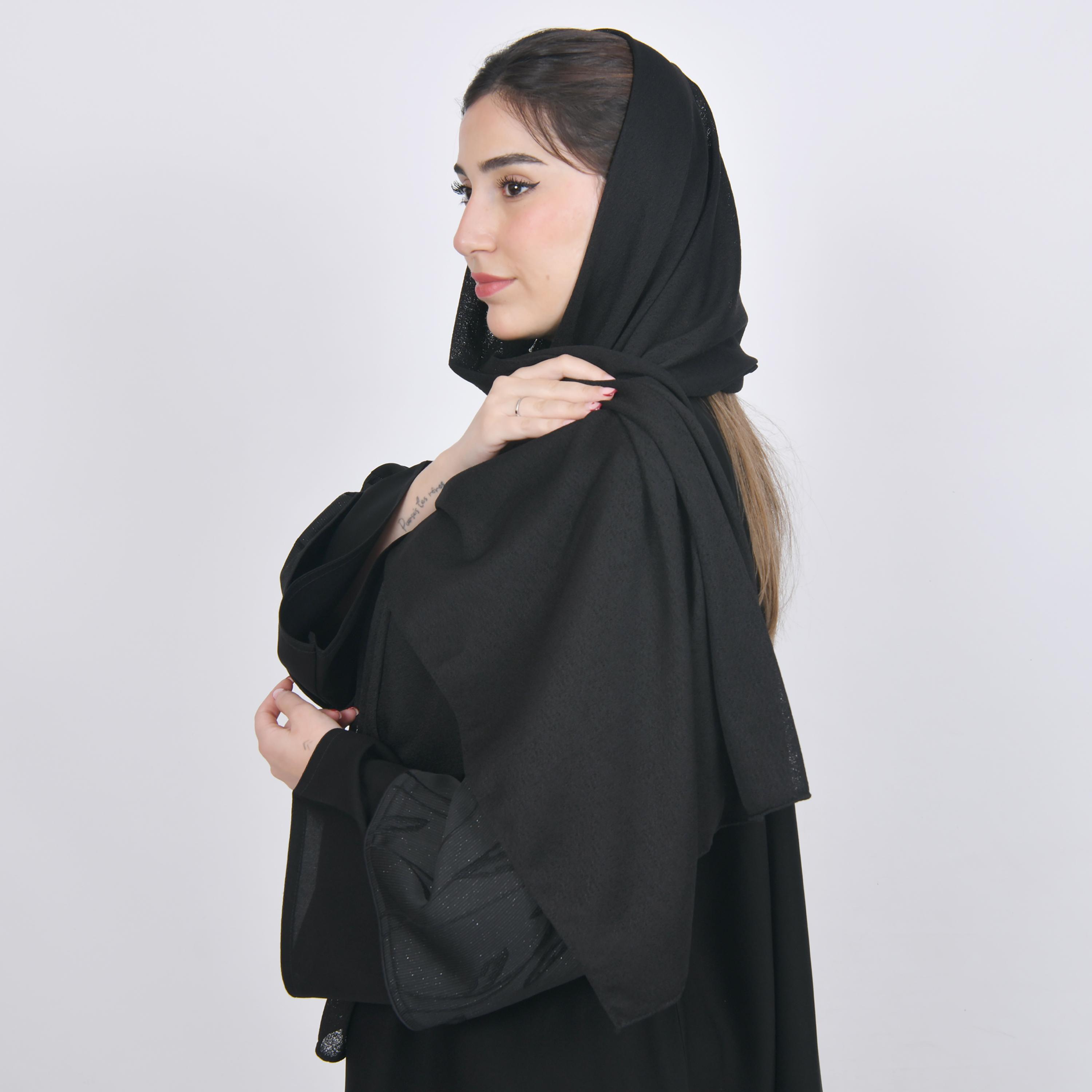 Hawraa Black Linen Women's Hijab-women-arabicclothing-headscarf-hijab-image-4