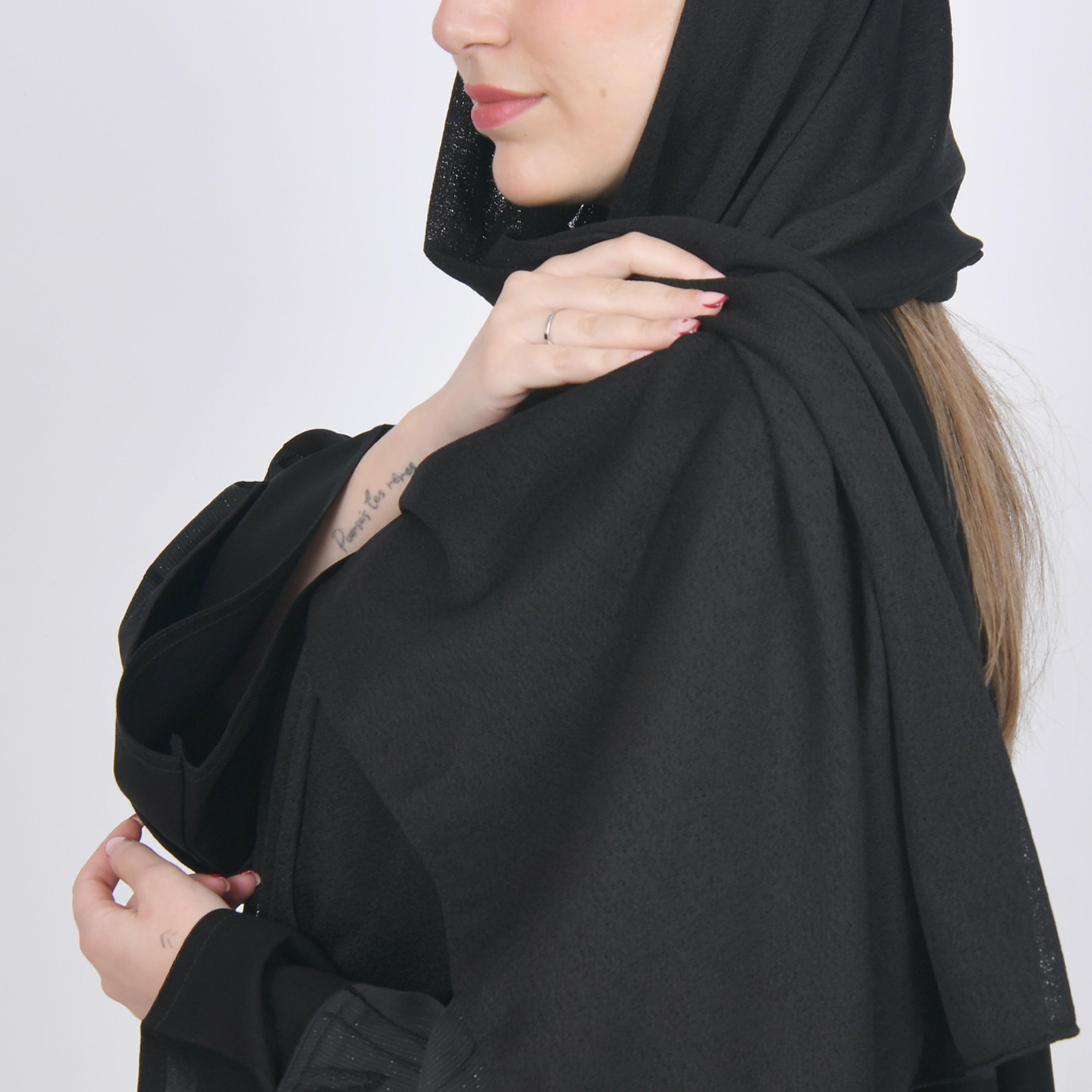 Hawraa Black Linen Women's Hijab-women-arabicclothing-headscarf-hijab-image-5