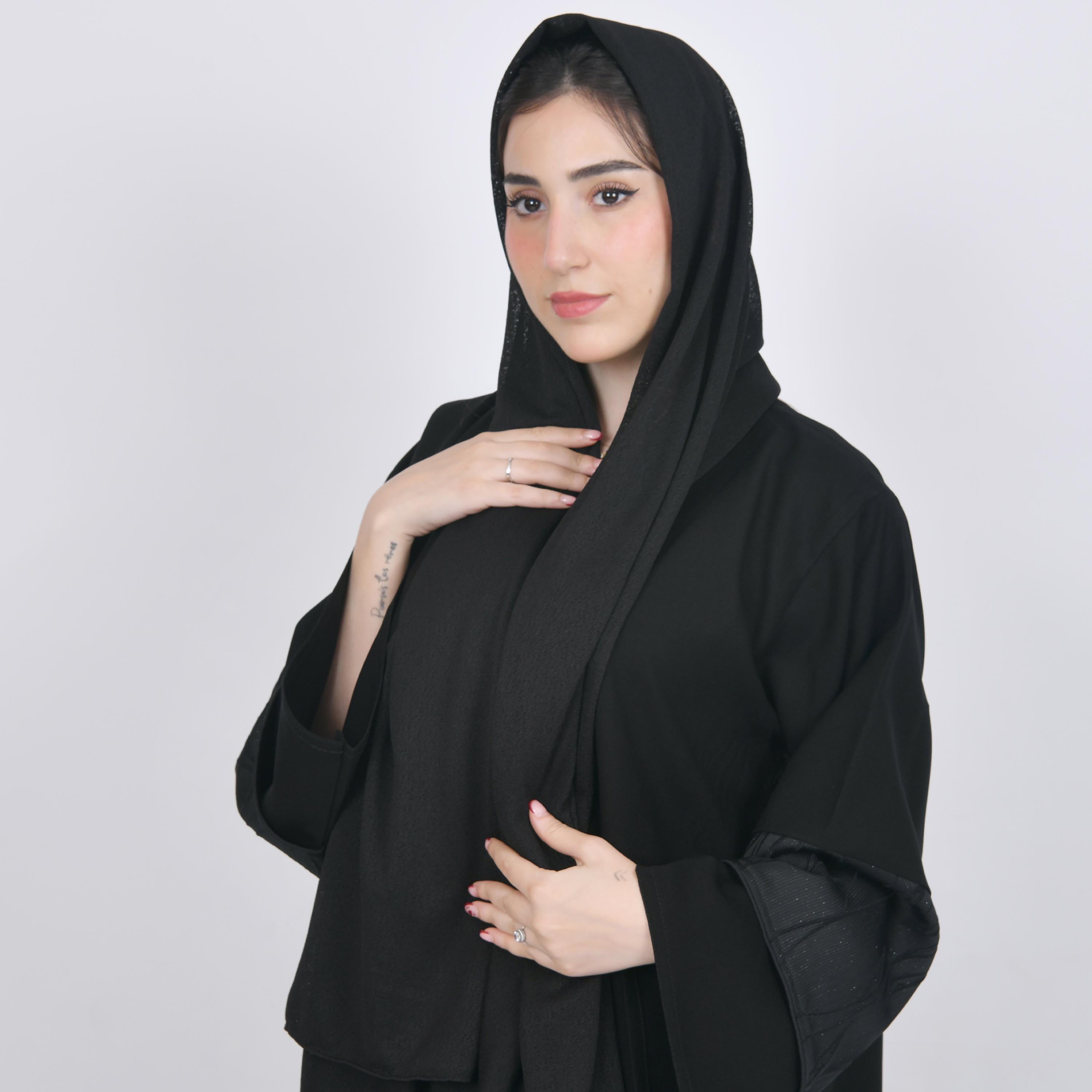 Hawraa Black Linen Women's Hijab-women-arabicclothing-headscarf-hijab-image-6