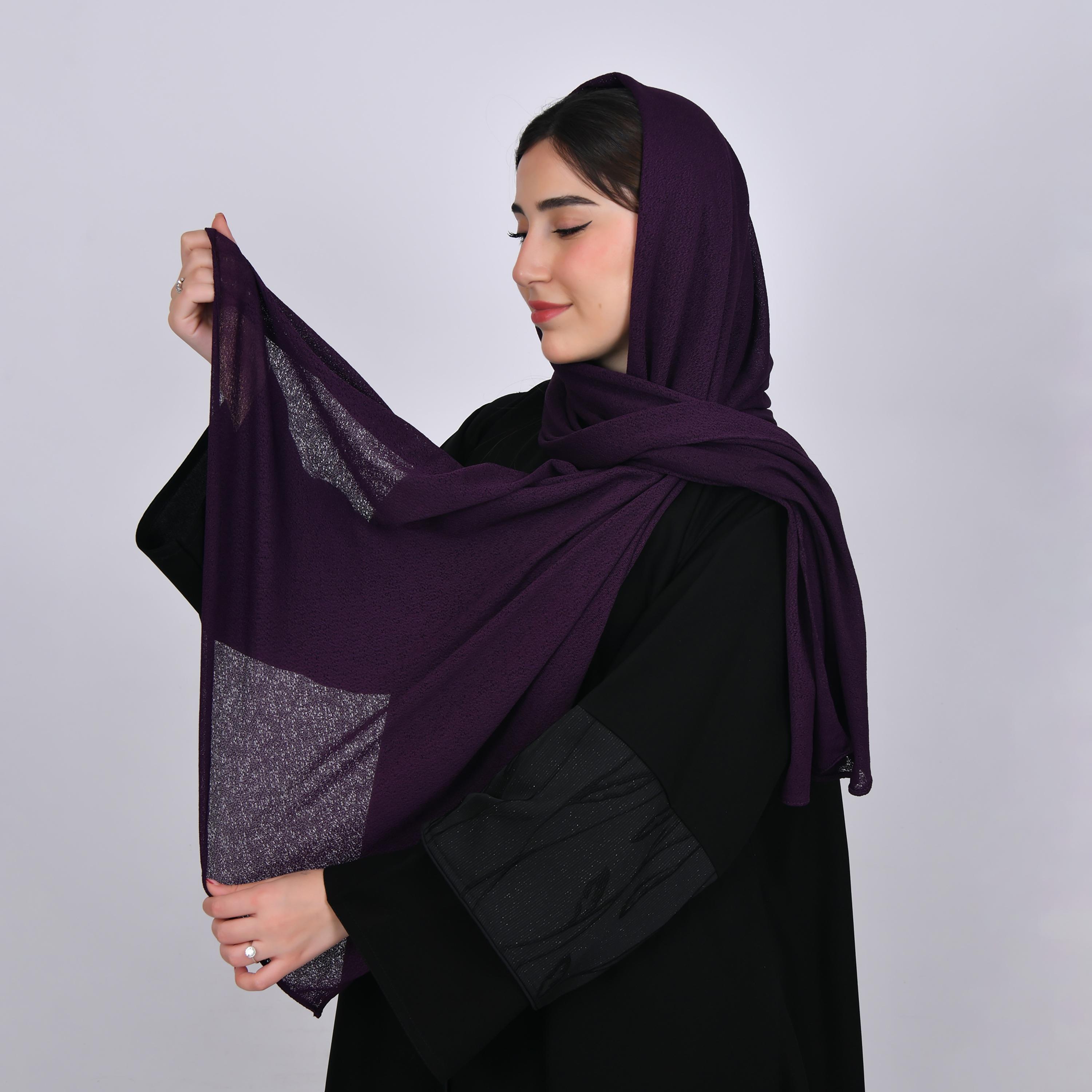 Hawraa Purple Plain Crepe Hijab-women-arabicclothing-headscarf-hijab-image-2