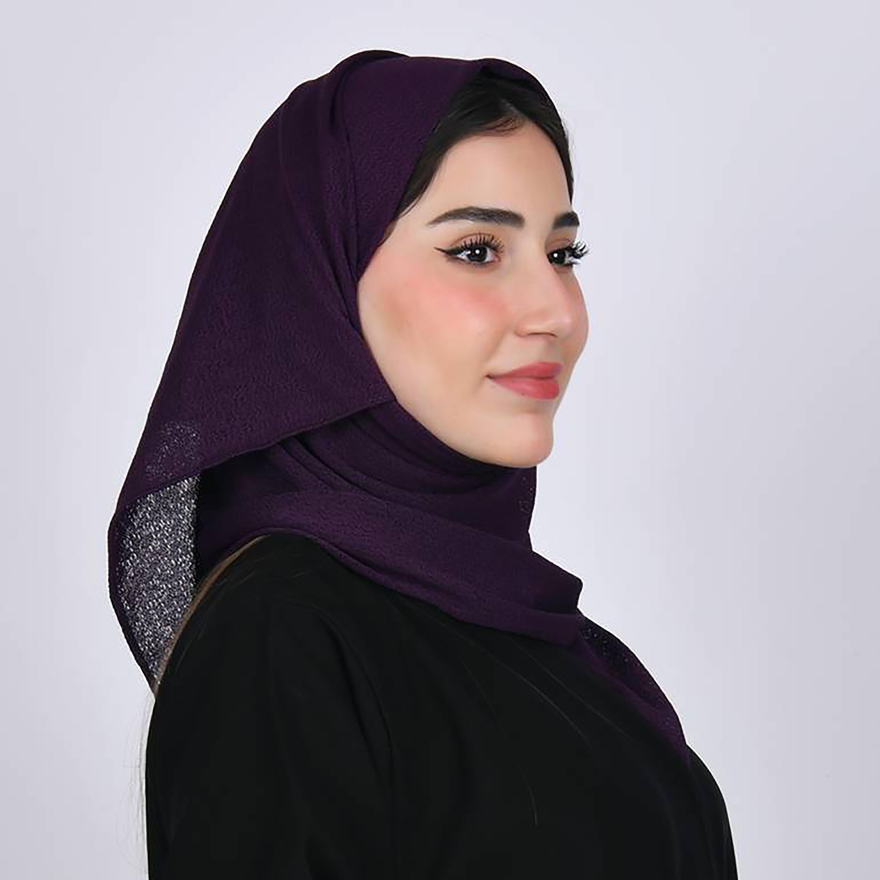 Hawraa Purple Plain Crepe Hijab-women-arabicclothing-headscarf-hijab-image-3