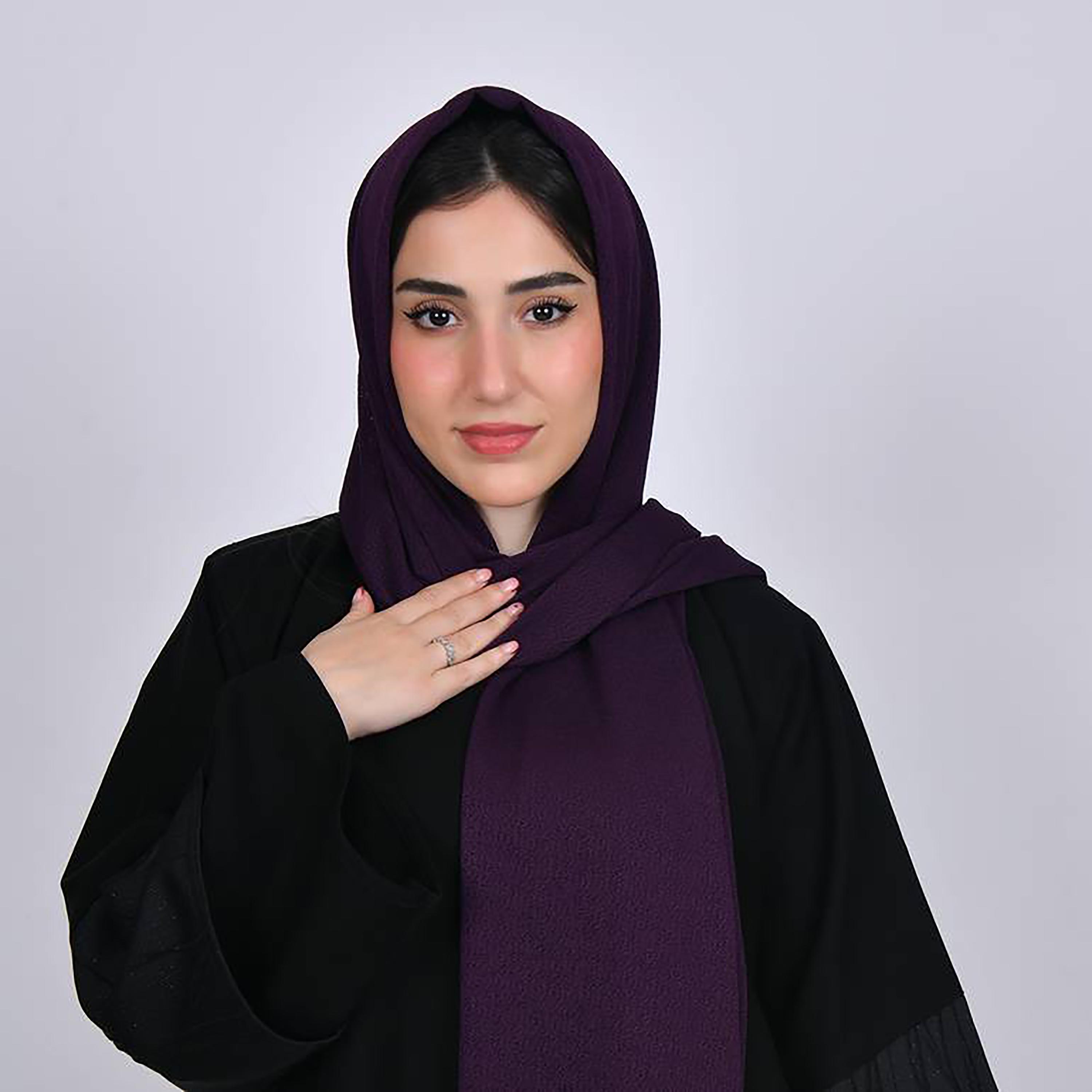 Hawraa Purple Plain Crepe Hijab-women-arabicclothing-headscarf-hijab-image-4