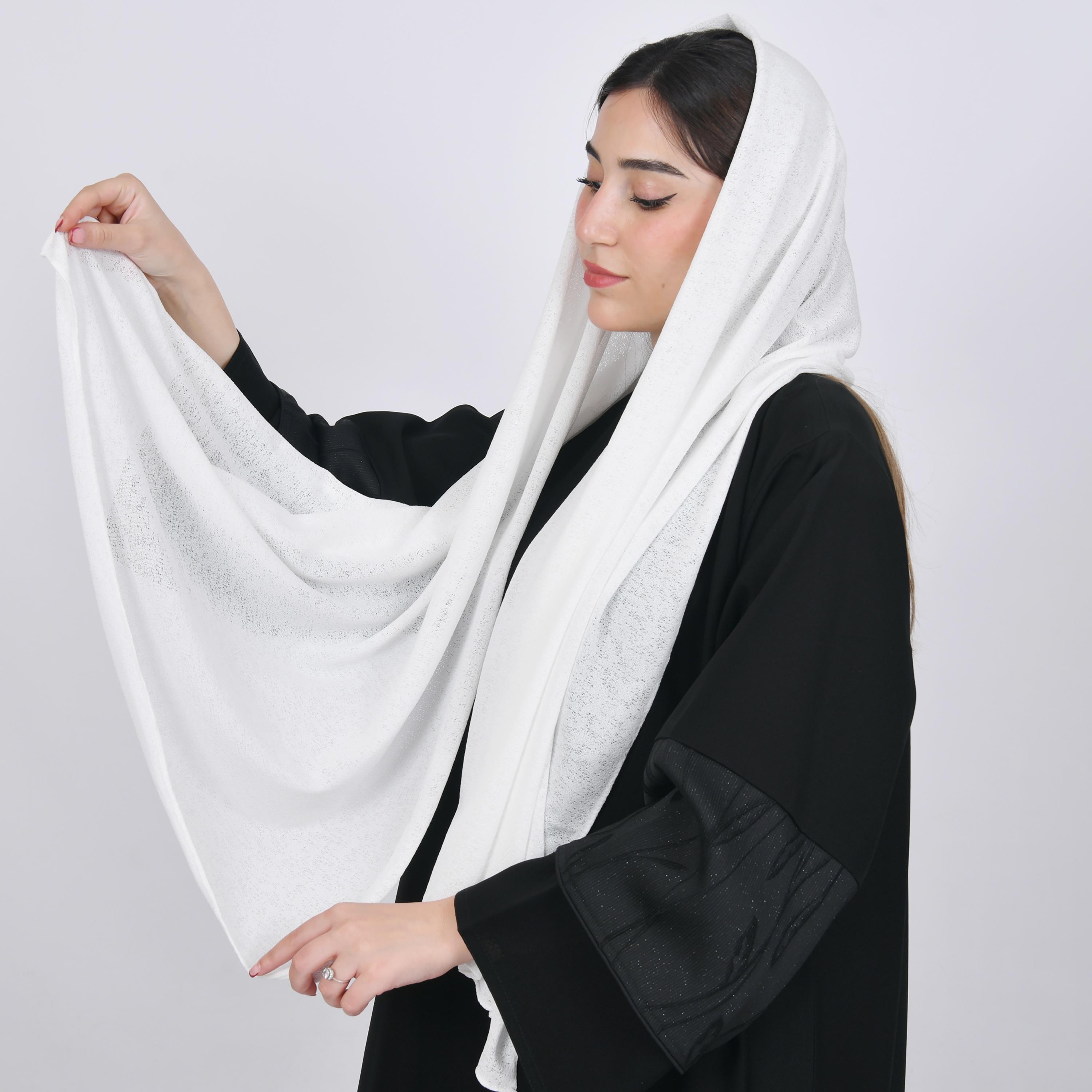 Hawraa White Textured Crepe Hijab-women-arabicclothing-headscarf-hijab-image-2