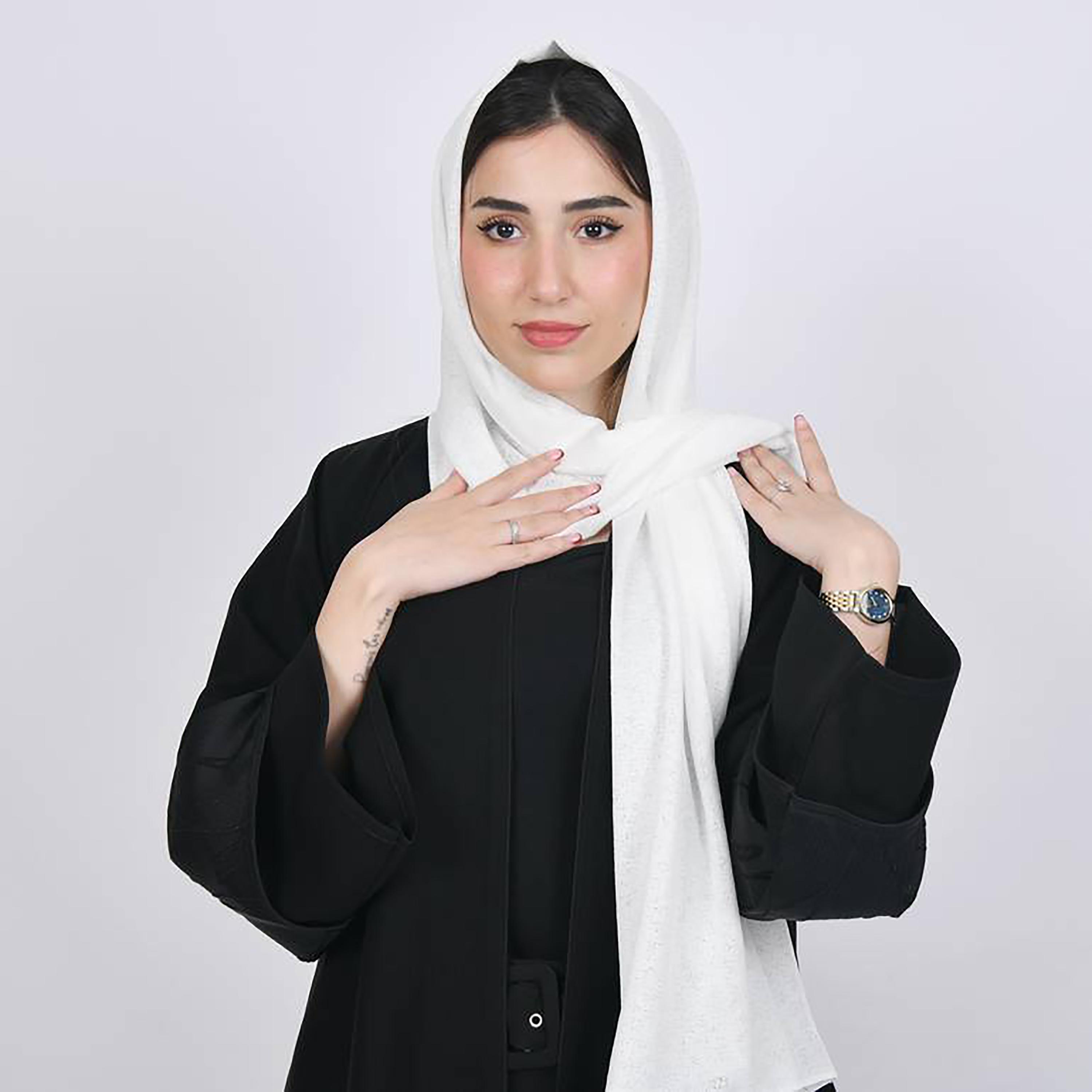 Hawraa White Textured Crepe Hijab-women-arabicclothing-headscarf-hijab-image-1