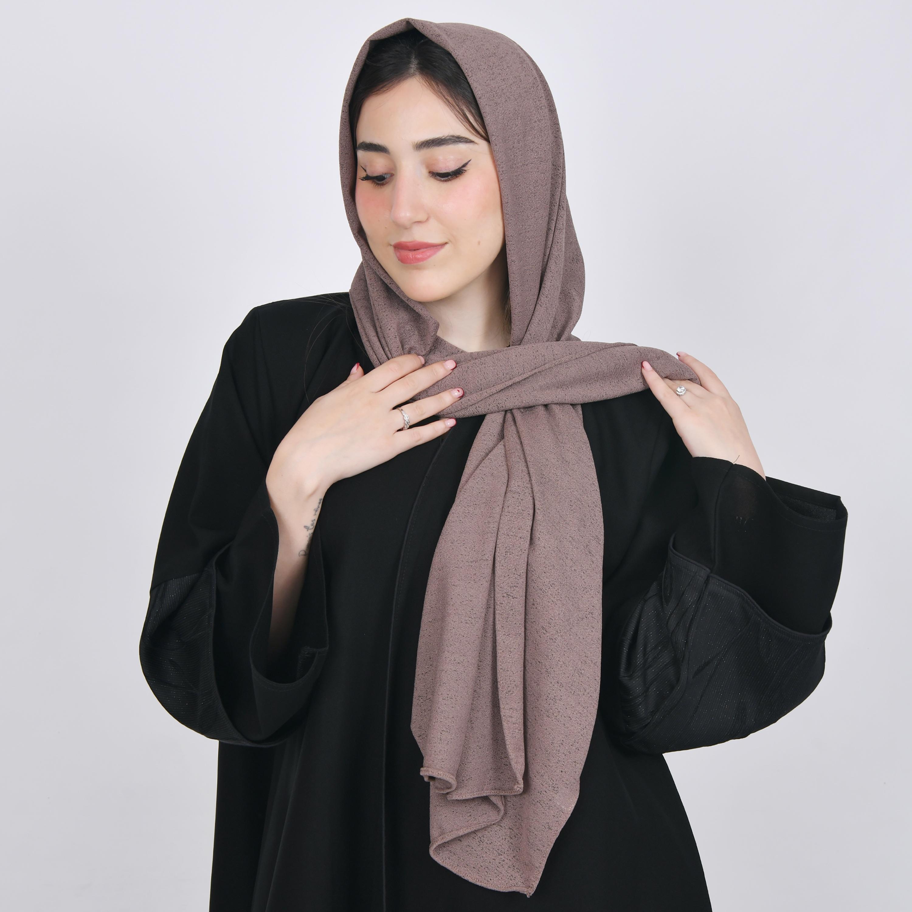 Hawraa Beige Textured Crepe Hijab-women-arabicclothing-headscarf-hijab-image-1
