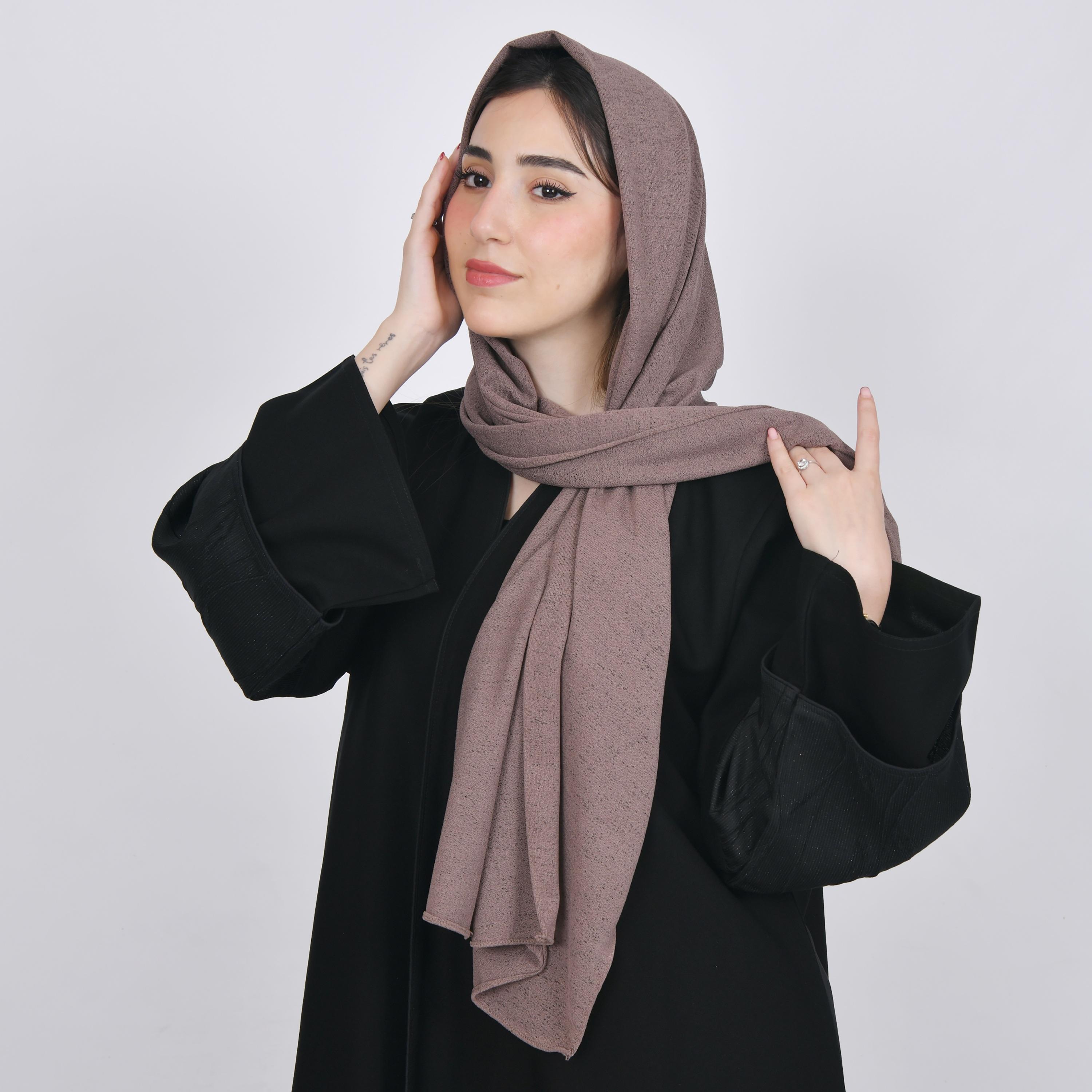 Hawraa Beige Textured Crepe Hijab-women-arabicclothing-headscarf-hijab-image-4