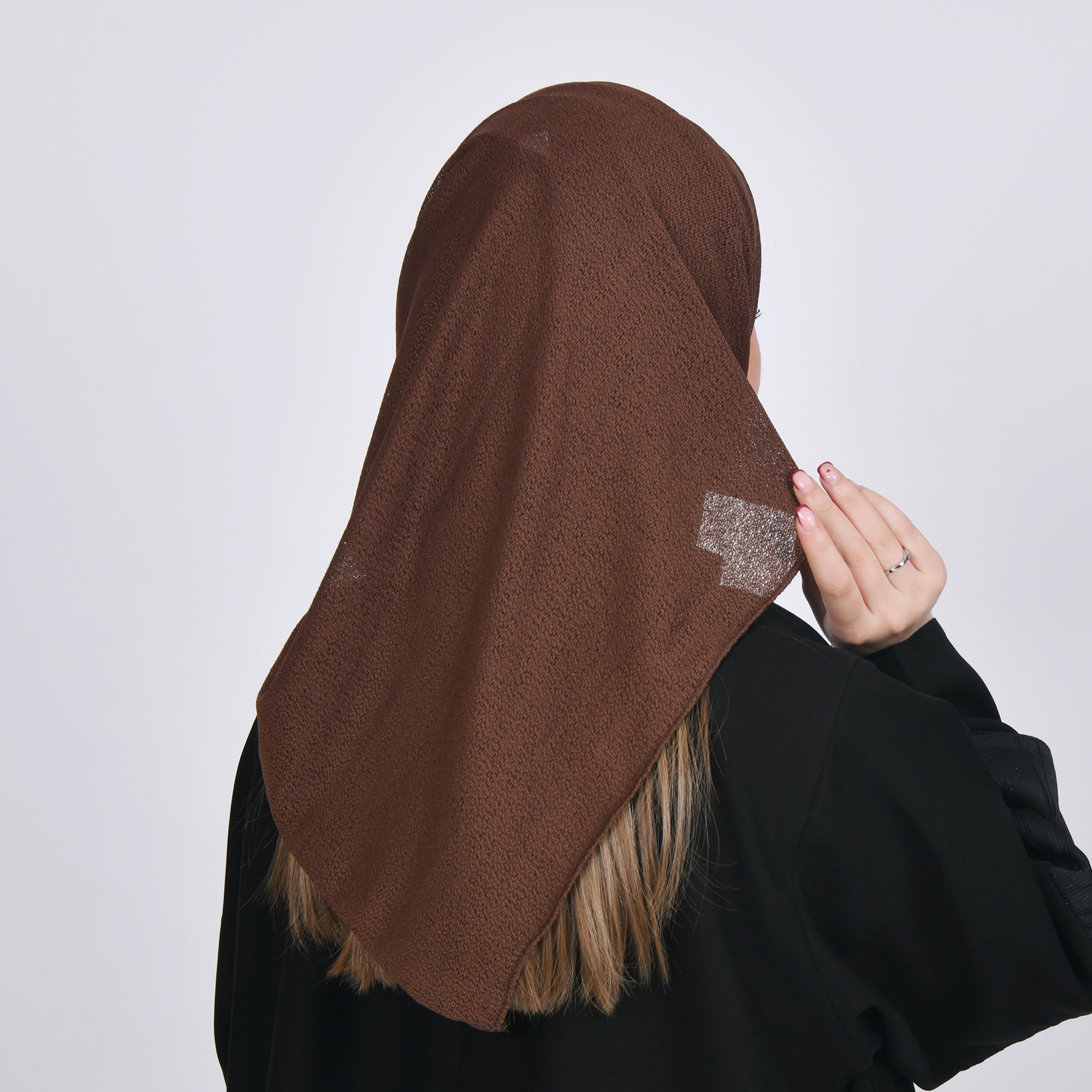 Hawraa Brown Textured Crepe Hijab-women-arabicclothing-headscarf-hijab-image-4