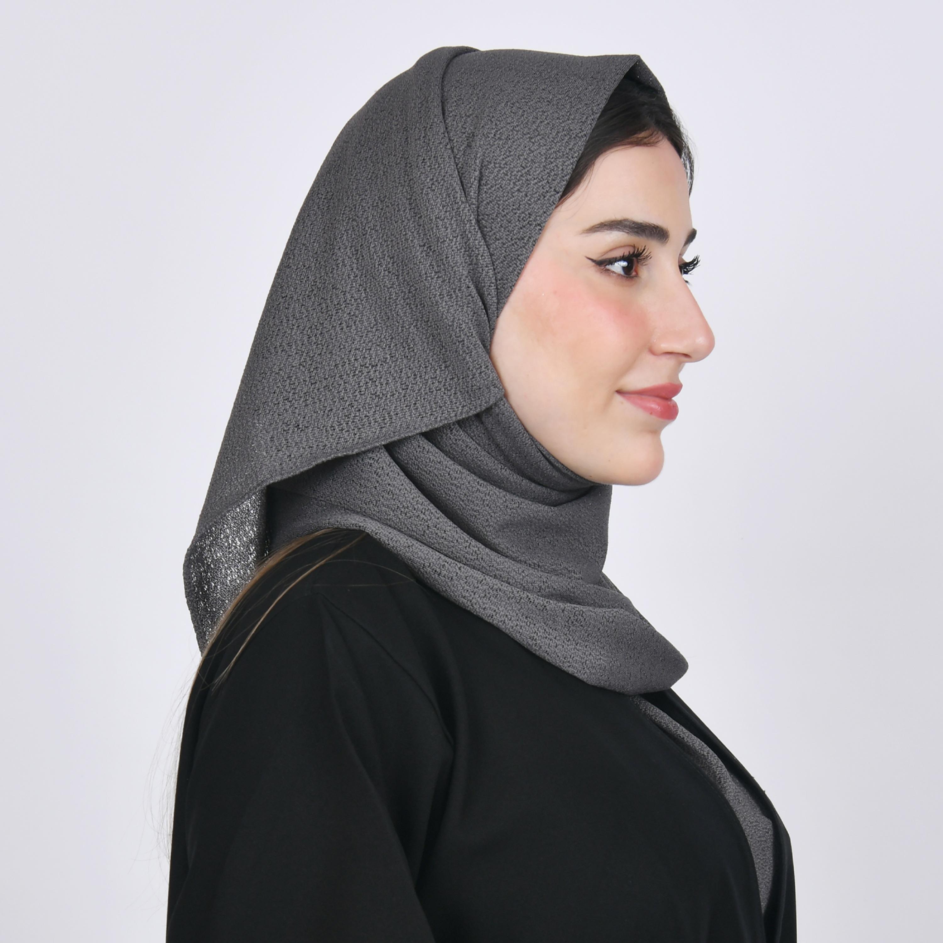 Hawraa Grey Textured Crepe Hijab-women-arabicclothing-headscarf-hijab-image-2