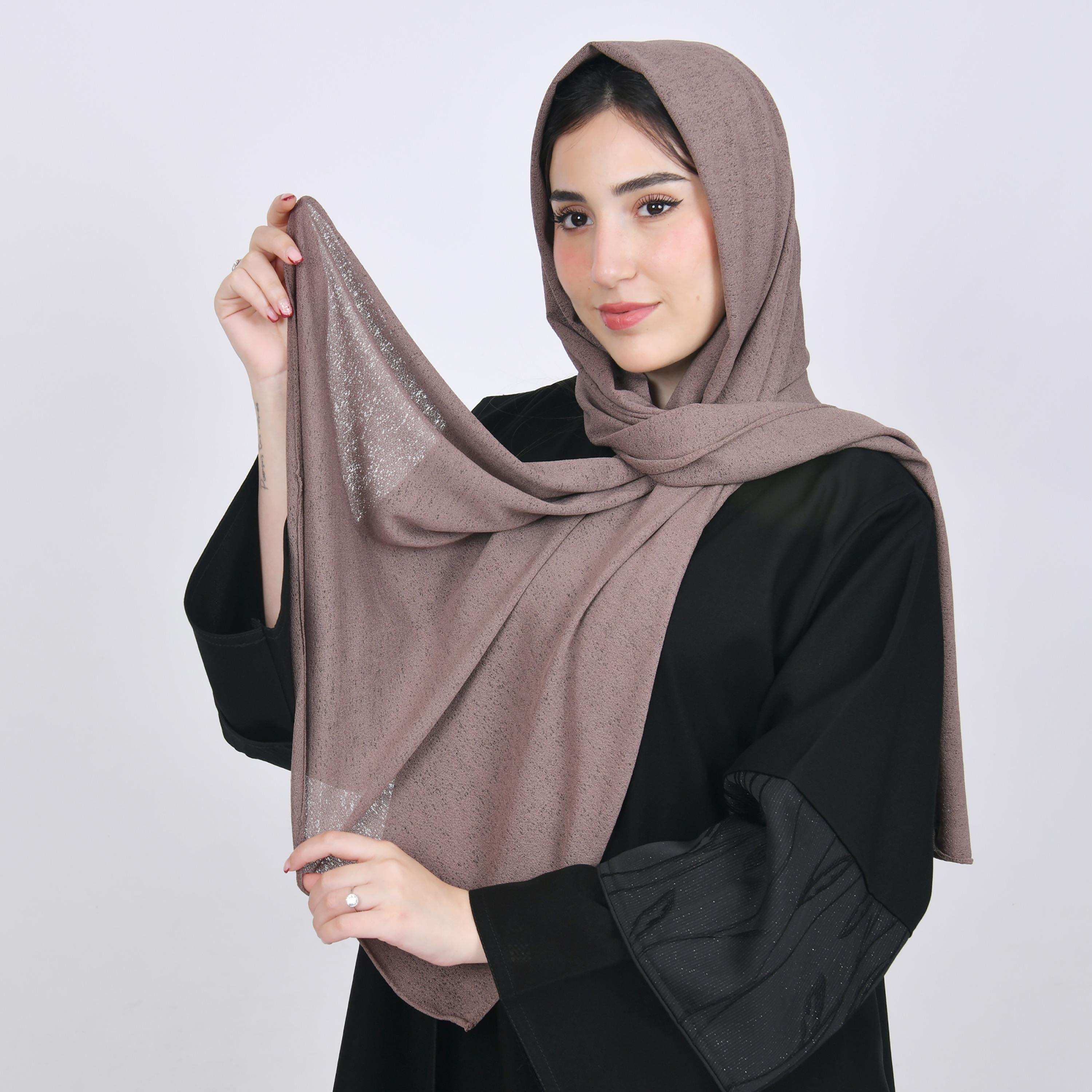Hawraa Beige Textured Crepe Hijab-women-arabicclothing-headscarf-hijab-image-3
