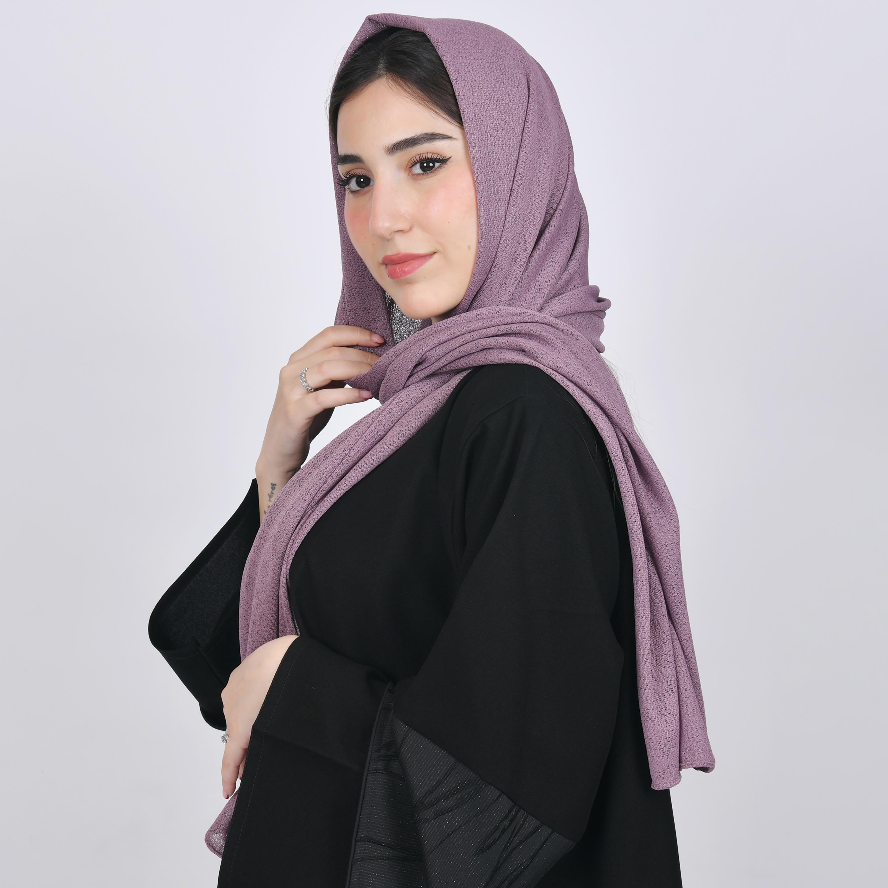 Hawraa Lavender Textured Crepe Hijab-women-arabicclothing-headscarf-hijab-image-2
