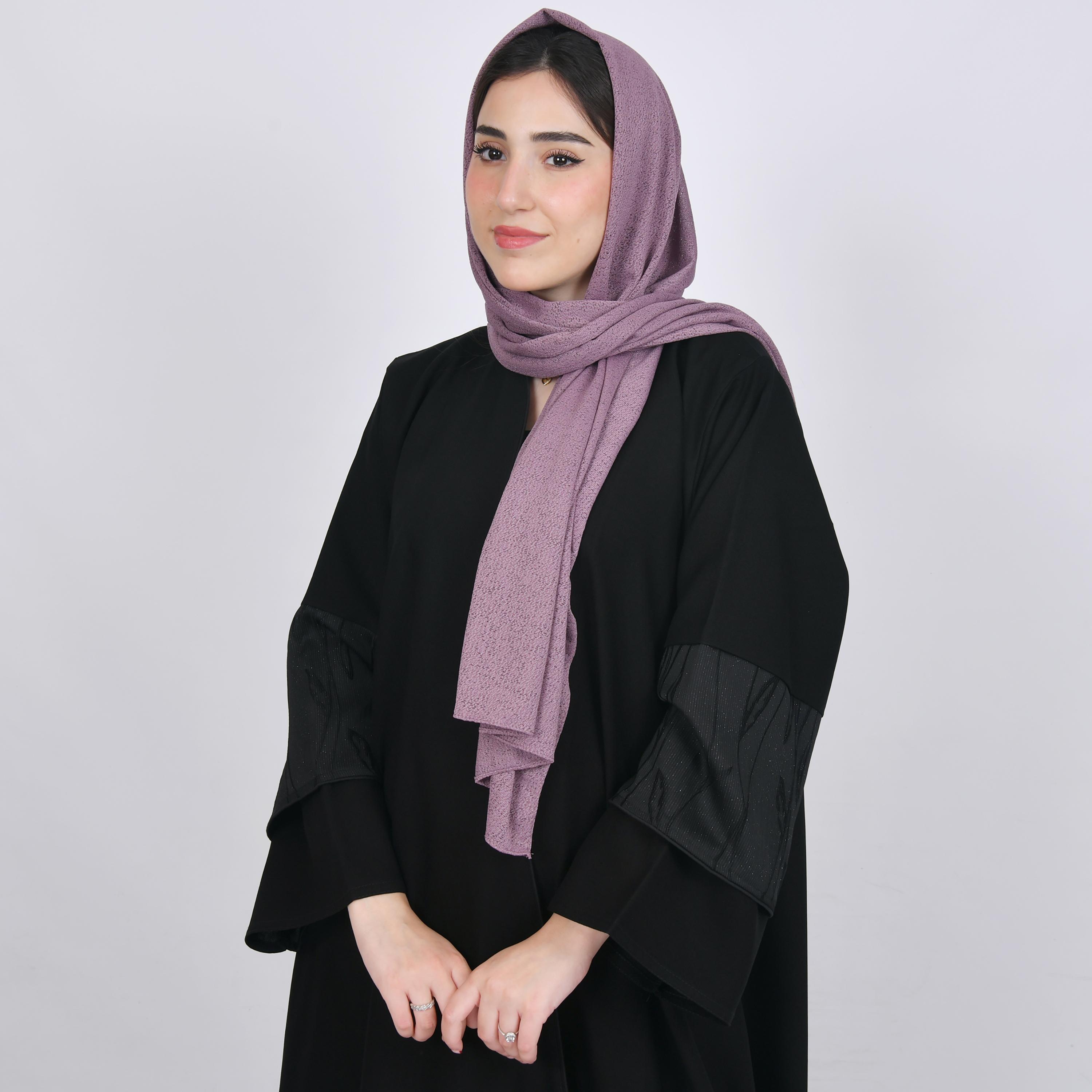 Hawraa Lavender Textured Crepe Hijab-women-arabicclothing-headscarf-hijab-image-3