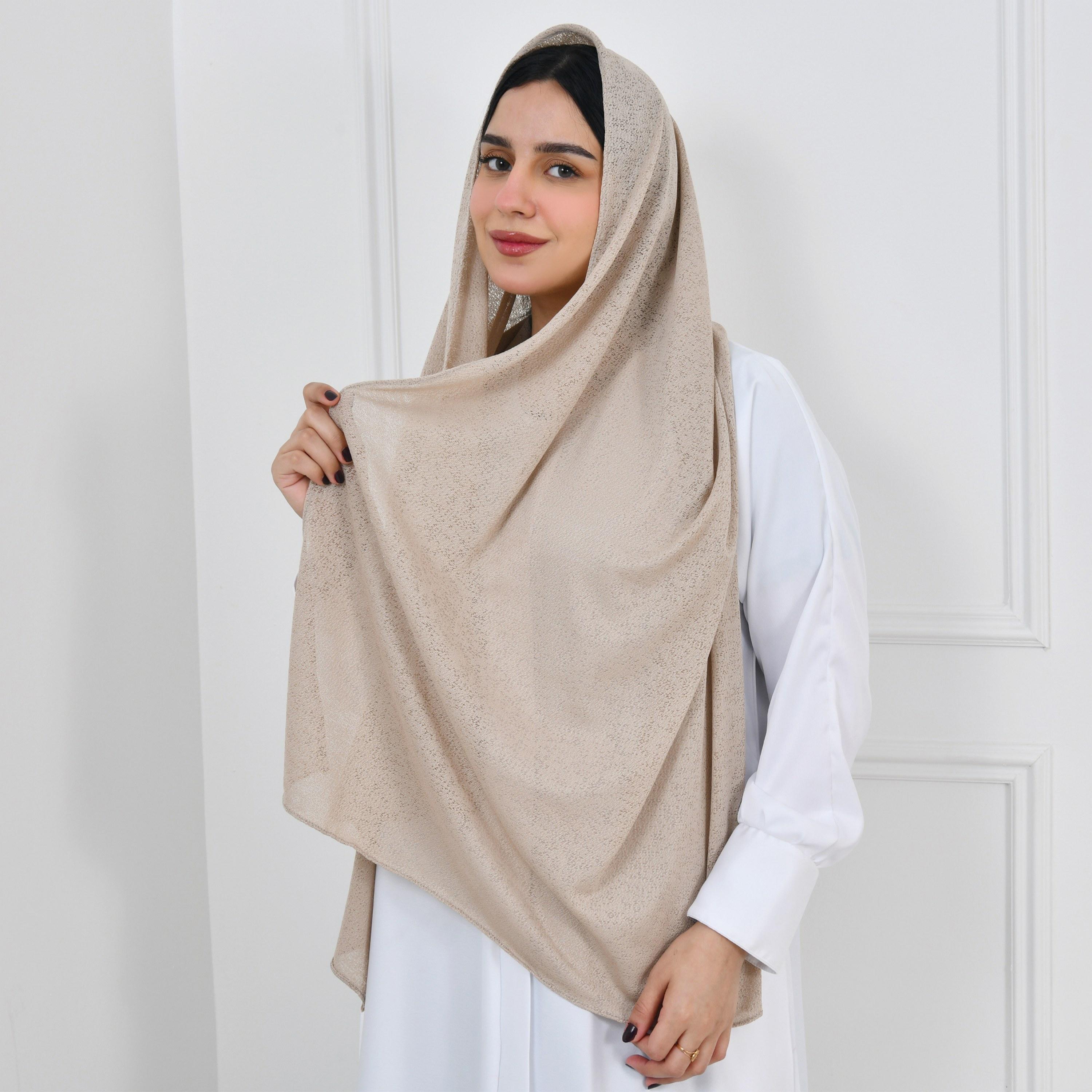 Hawraa Beige Gauze Women Hijab-women-arabicclothing-headscarf-hijab-image-2