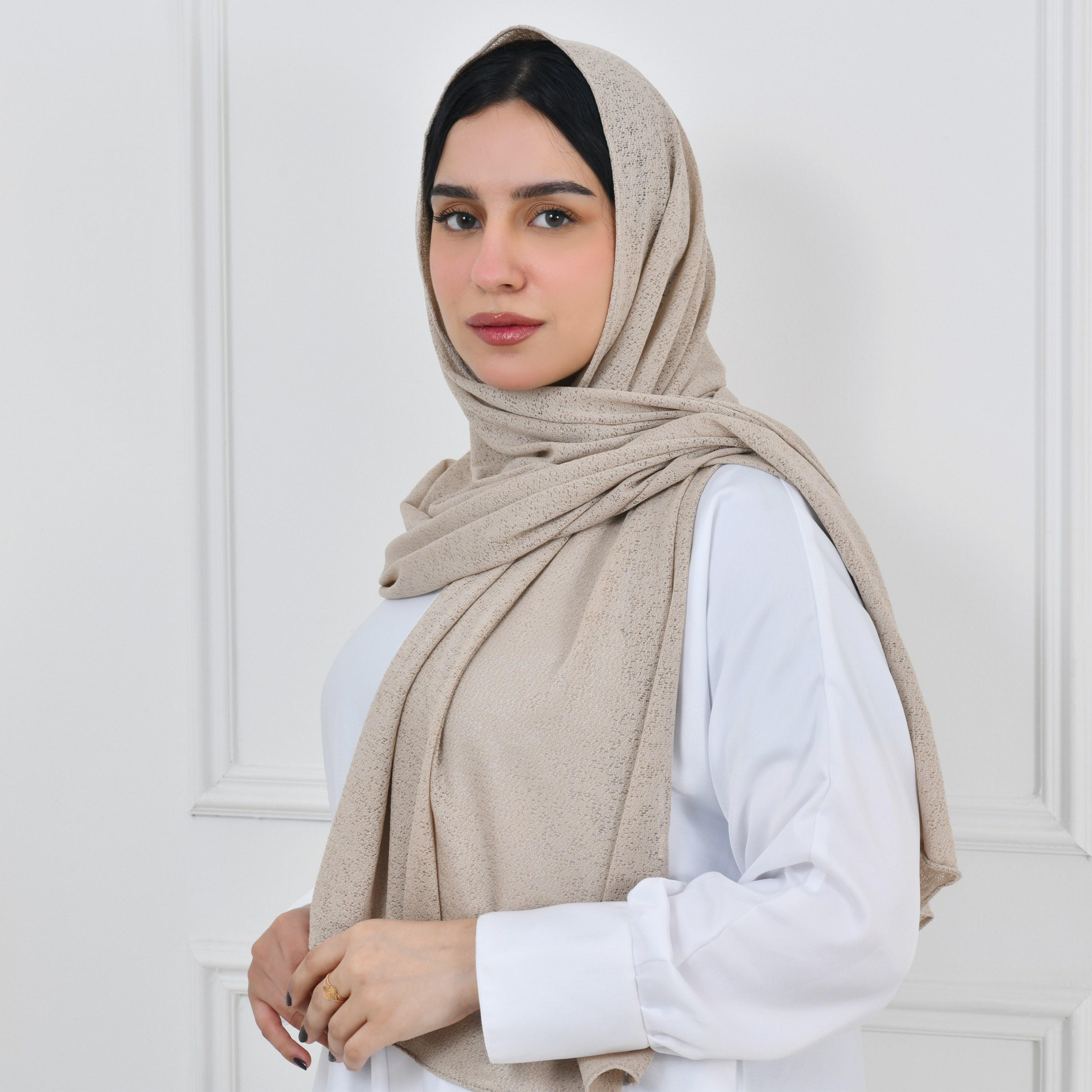 Hawraa Beige Gauze Women Hijab-women-arabicclothing-headscarf-hijab-image-3