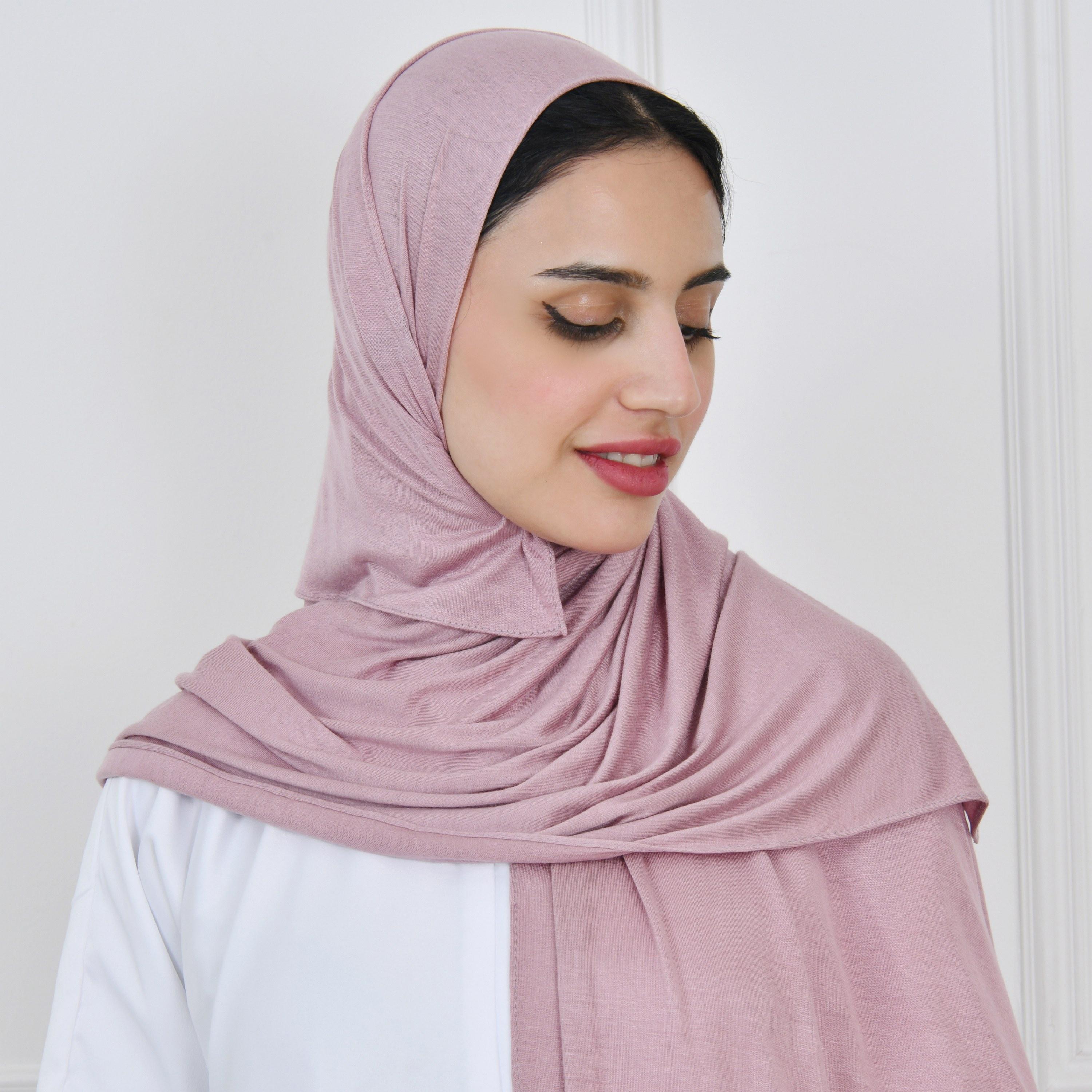 Hawraa Pink Silk Women Hijab-women-arabicclothing-headscarf-hijab-image-1