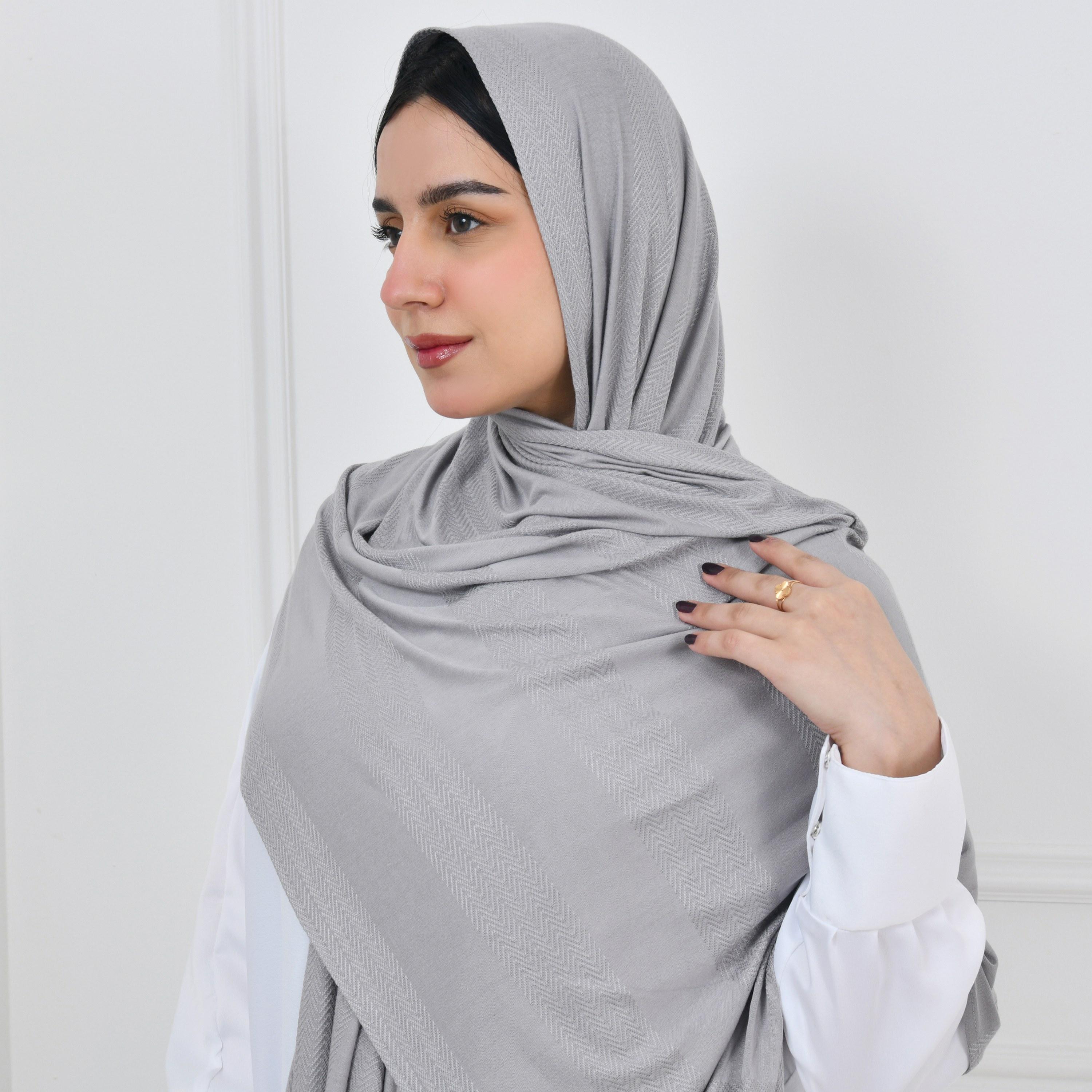 Hawraa Grey Striped Women Hijab-women-arabicclothing-headscarf-hijab-image-2