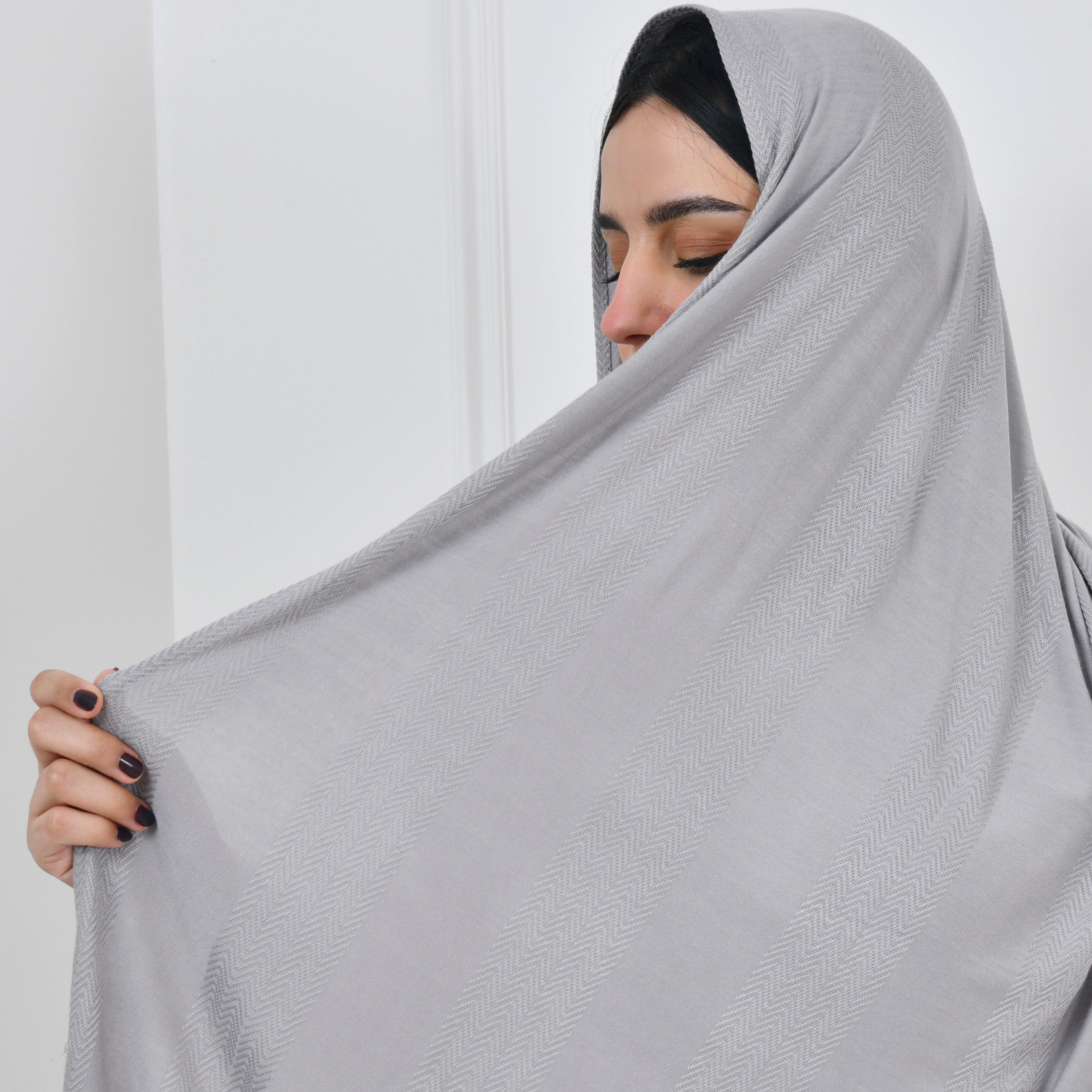 Hawraa Grey Striped Women Hijab-women-arabicclothing-headscarf-hijab-image-3