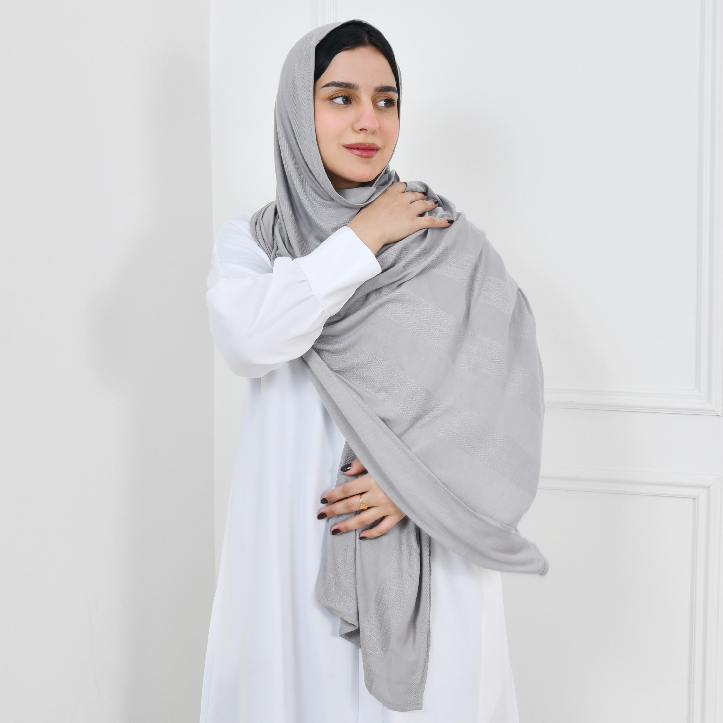 Hawraa Grey Striped Women Hijab-women-arabicclothing-headscarf-hijab-image-1