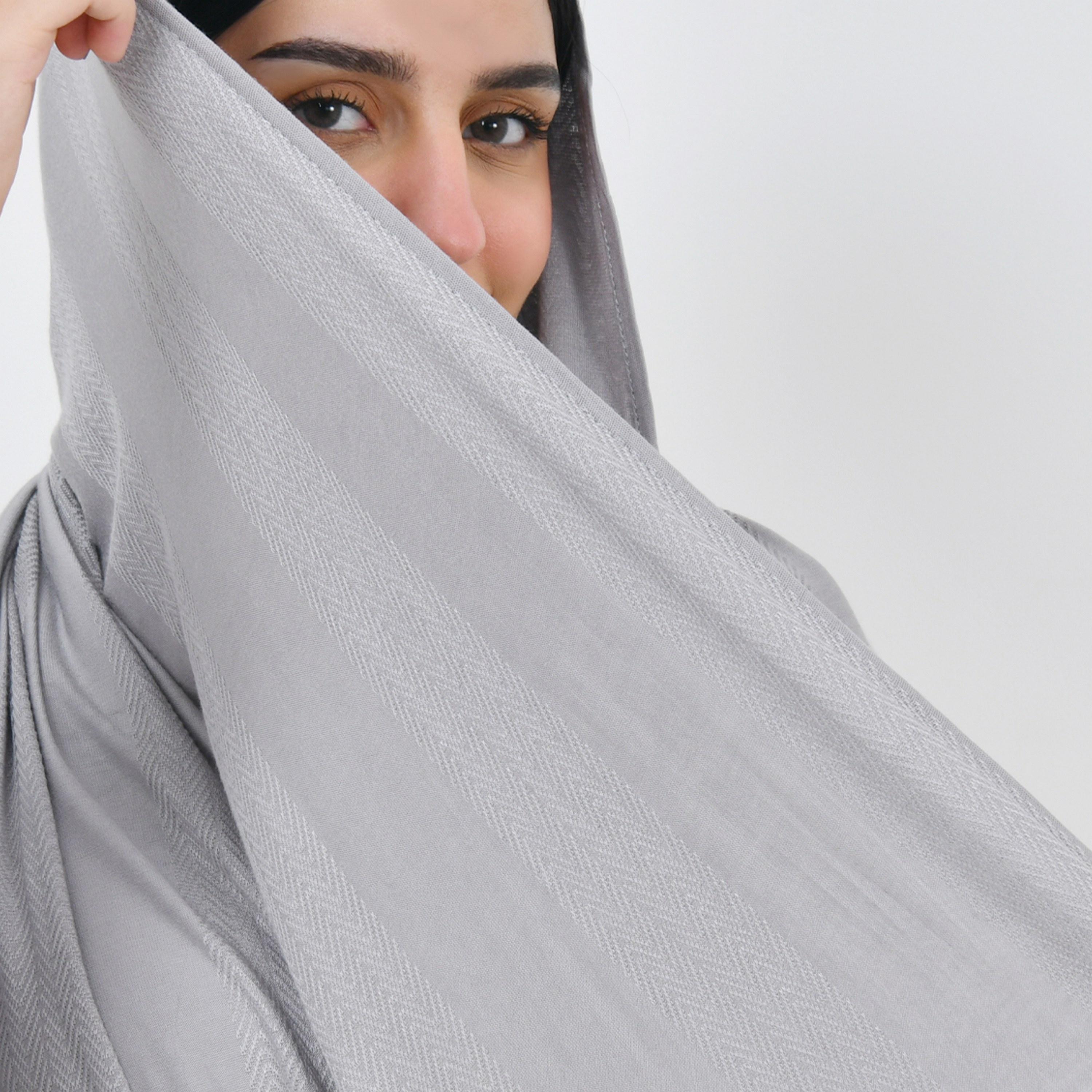 Hawraa Grey Striped Women Hijab-women-arabicclothing-headscarf-hijab-image-3