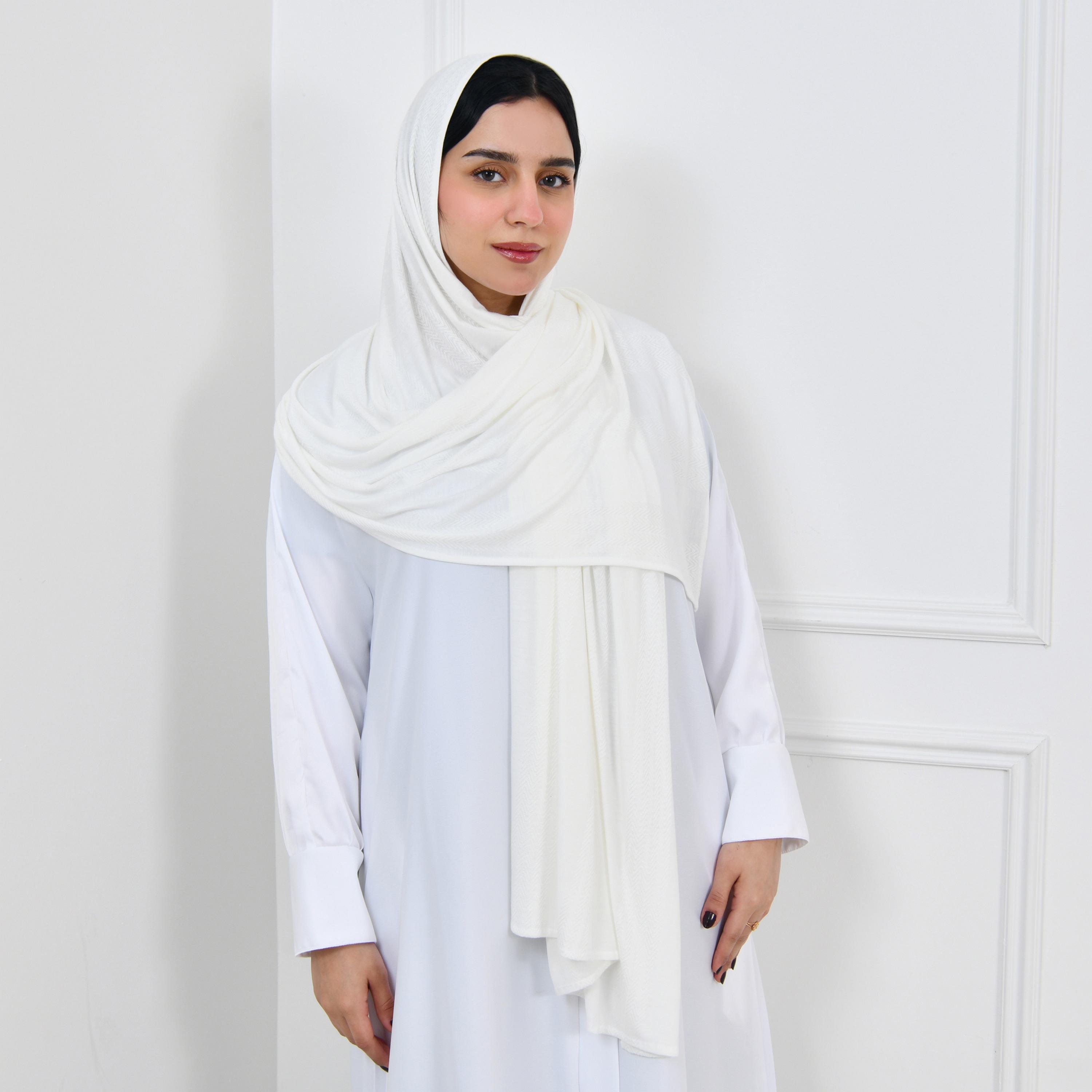 Hawraa White Striped Women Hijab-women-arabicclothing-headscarf-hijab-image-1