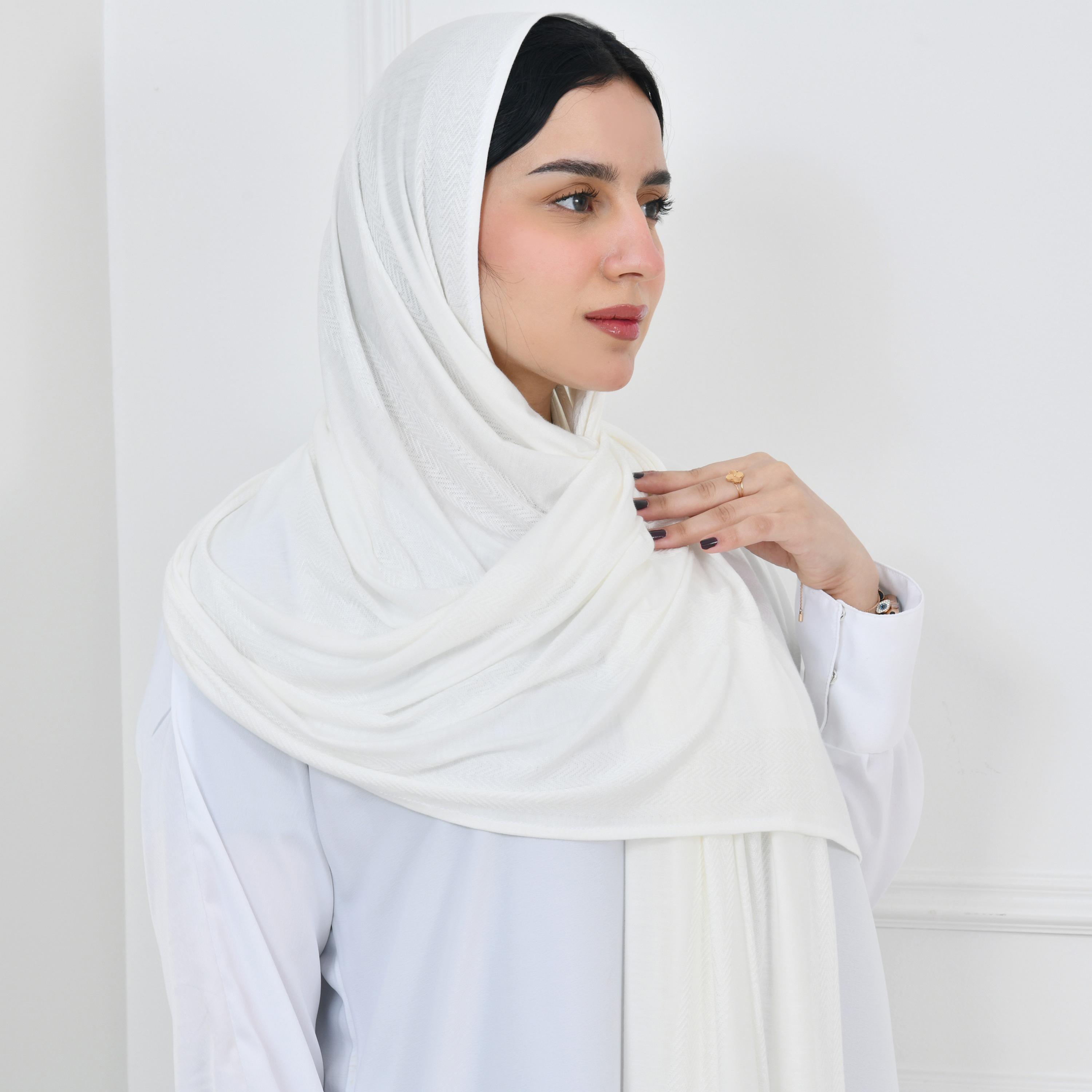 Hawraa White Striped Women Hijab-women-arabicclothing-headscarf-hijab-image-2