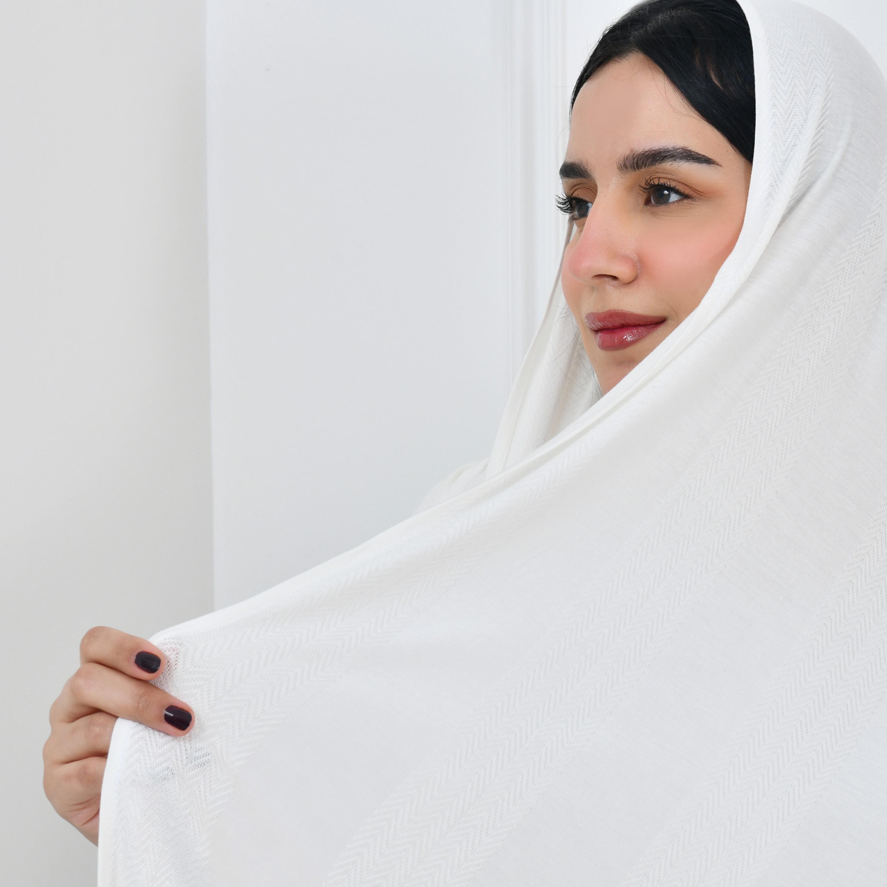 Hawraa White Striped Women Hijab-women-arabicclothing-headscarf-hijab-image-3