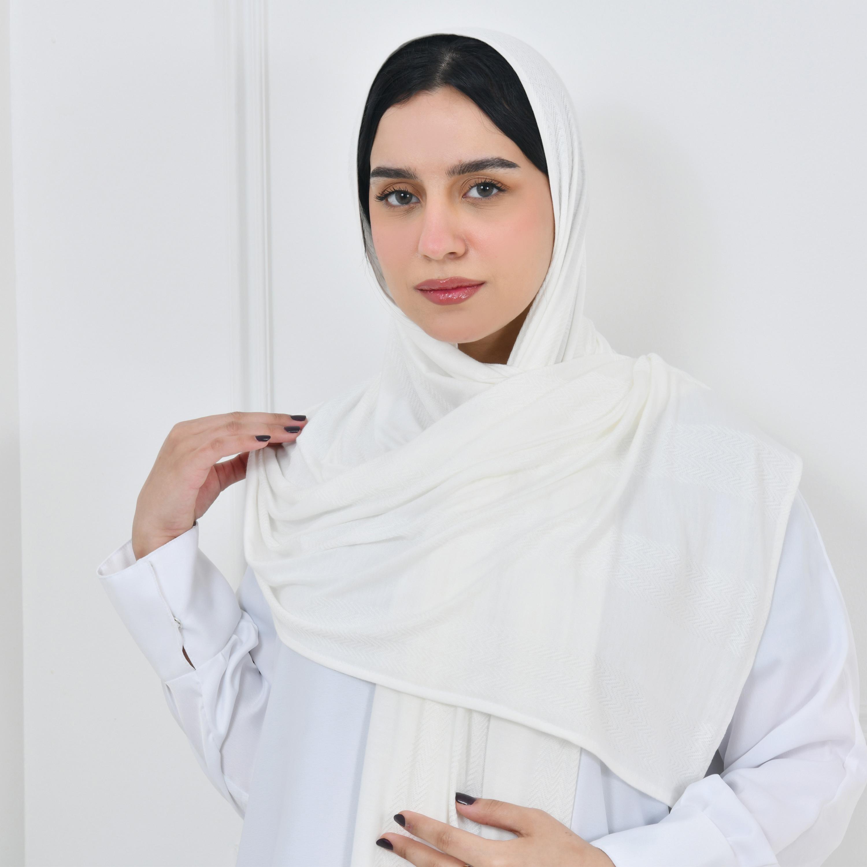 Hawraa White Striped Women Hijab-women-arabicclothing-headscarf-hijab-image-4