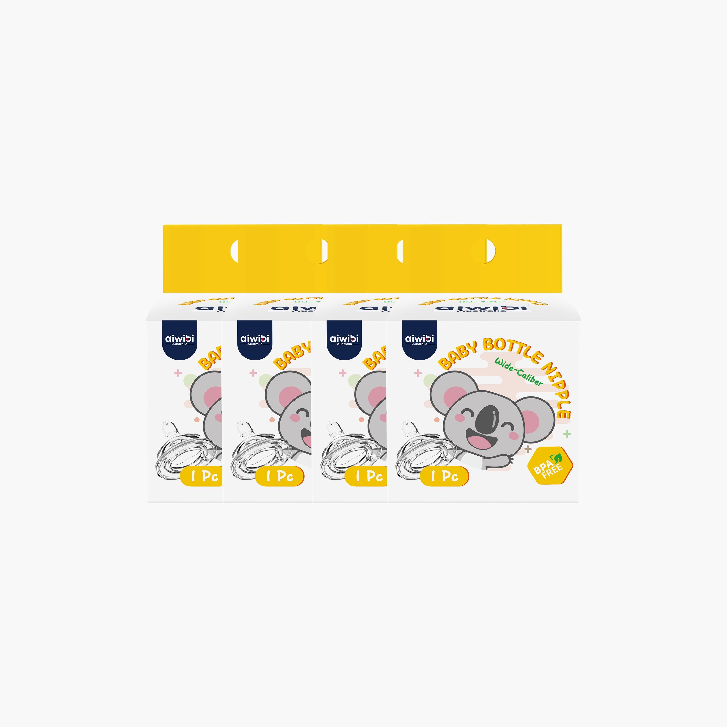 Aiwibi Pack of 4 Silicone, Wide Neck & BPA Free Feeding Bottle Nipple-baby-feeding-feedingbottles-bottlesandteats-image-2