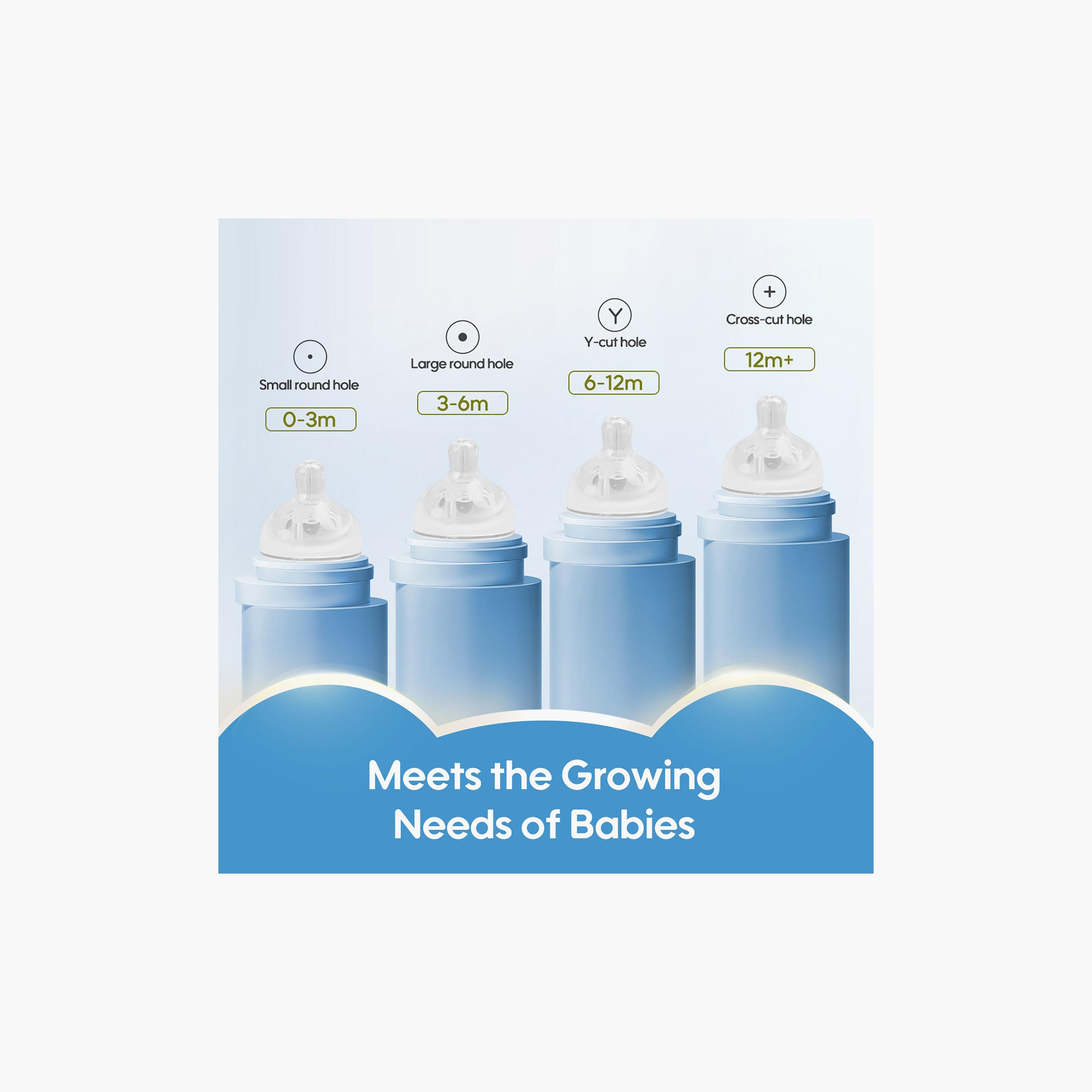Aiwibi Pack of 4 Silicone, Wide Neck & BPA Free Feeding Bottle Nipple-baby-feeding-feedingbottles-bottlesandteats-image-8